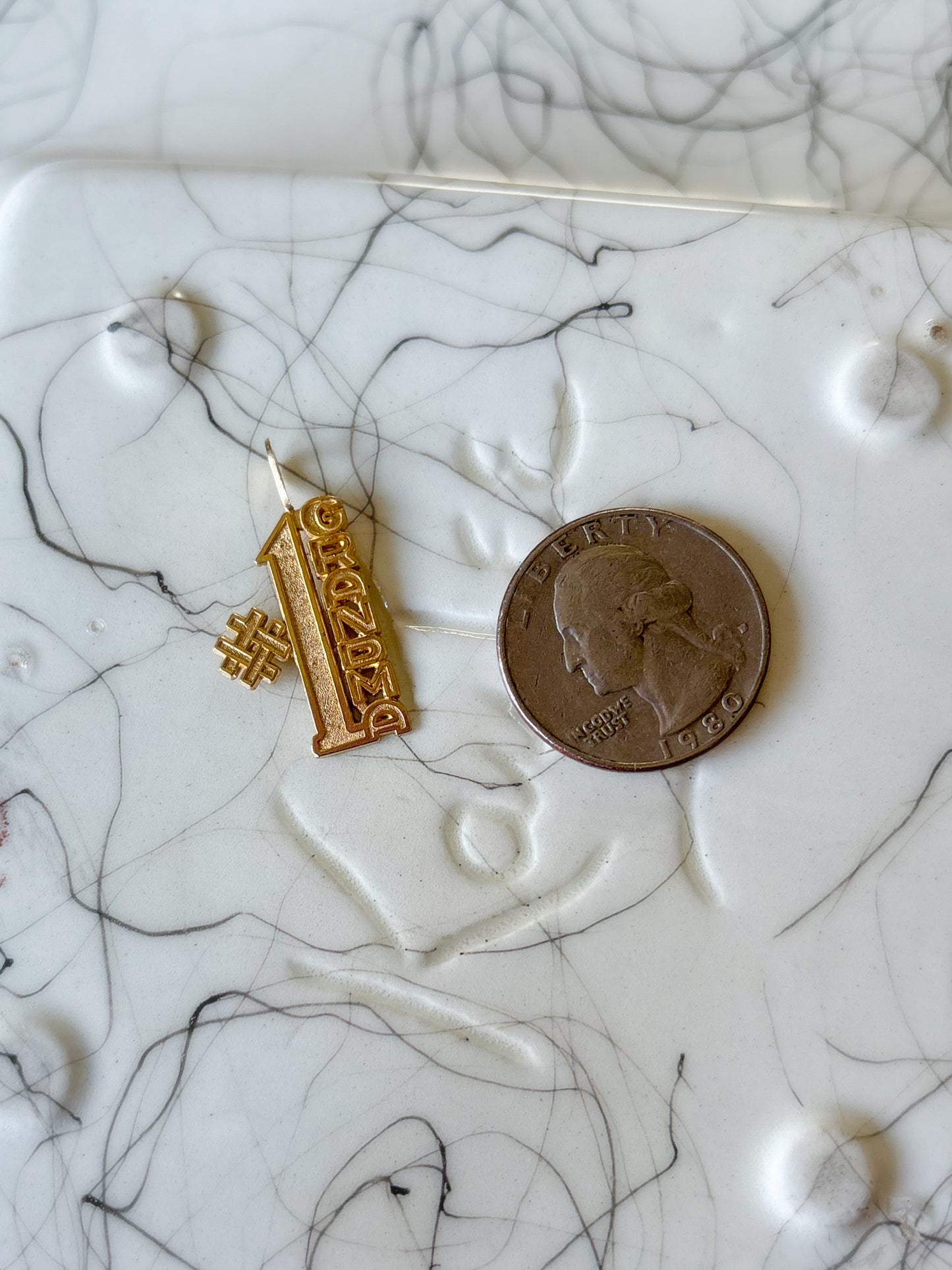 Vintage "#1 Grandma" 14k Yellow Gold Charm
