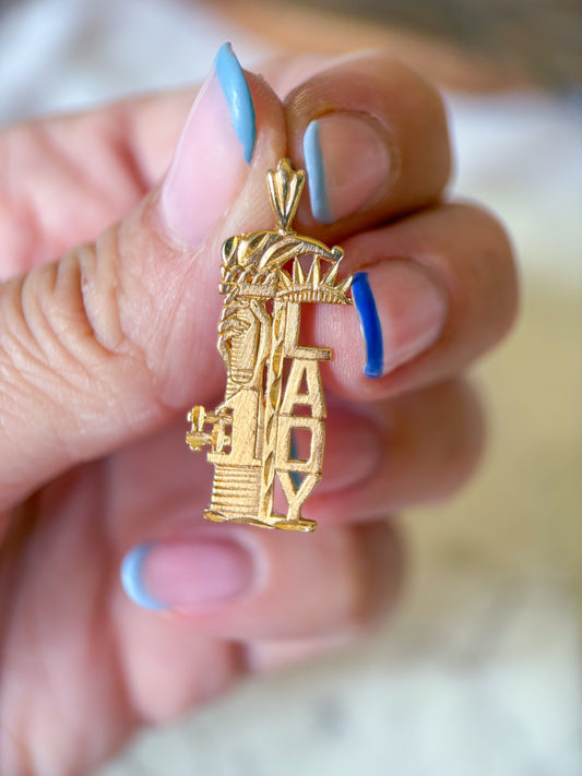 Vintage #1 Lady Liberty 14k Yellow Gold Charm
