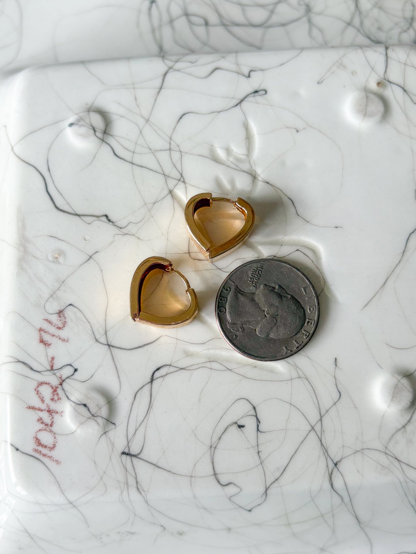 Vintage Heart Huggies 14k Yellow Gold Hoops