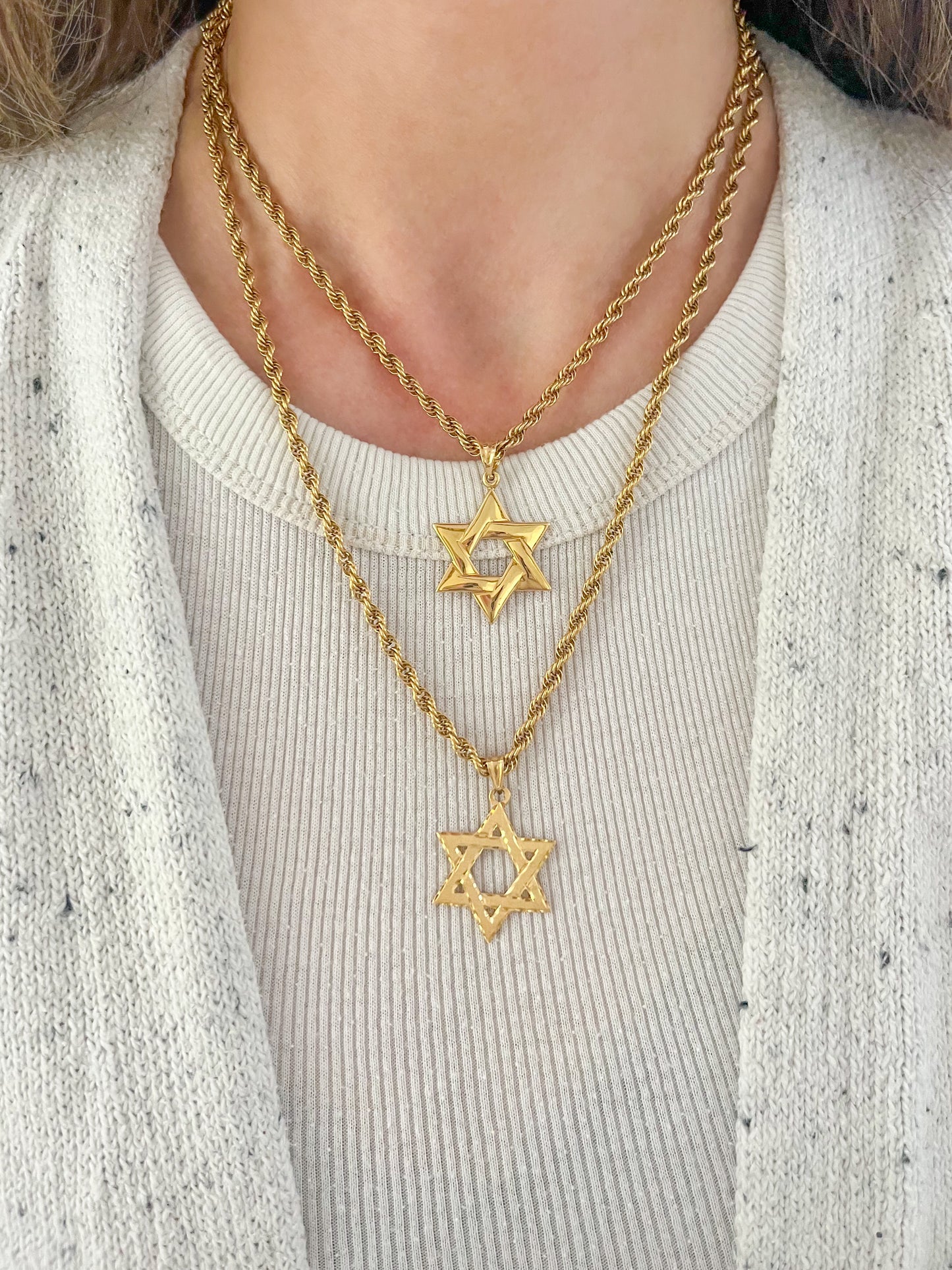 14k Yellow Gold Star of David Charm