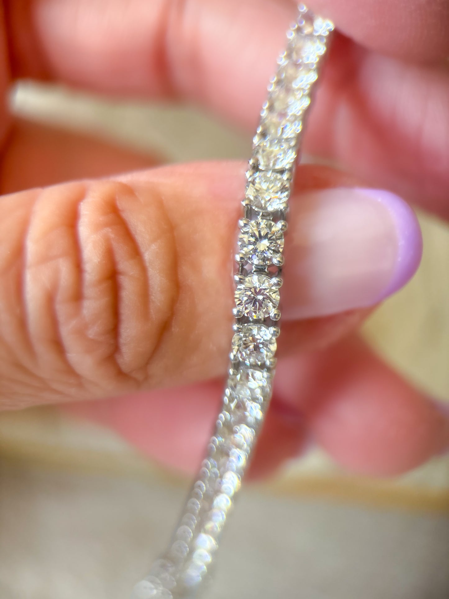 Lab Grown Round Diamond 14k White Gold 8 Carat Tennis Bracelet