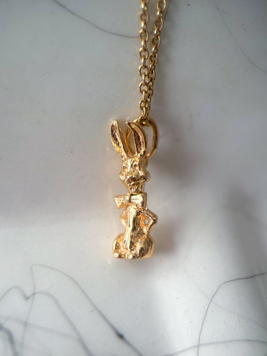 Vintage Bunny Rabbit with Moveable Head 14k Yellow Gold Charm