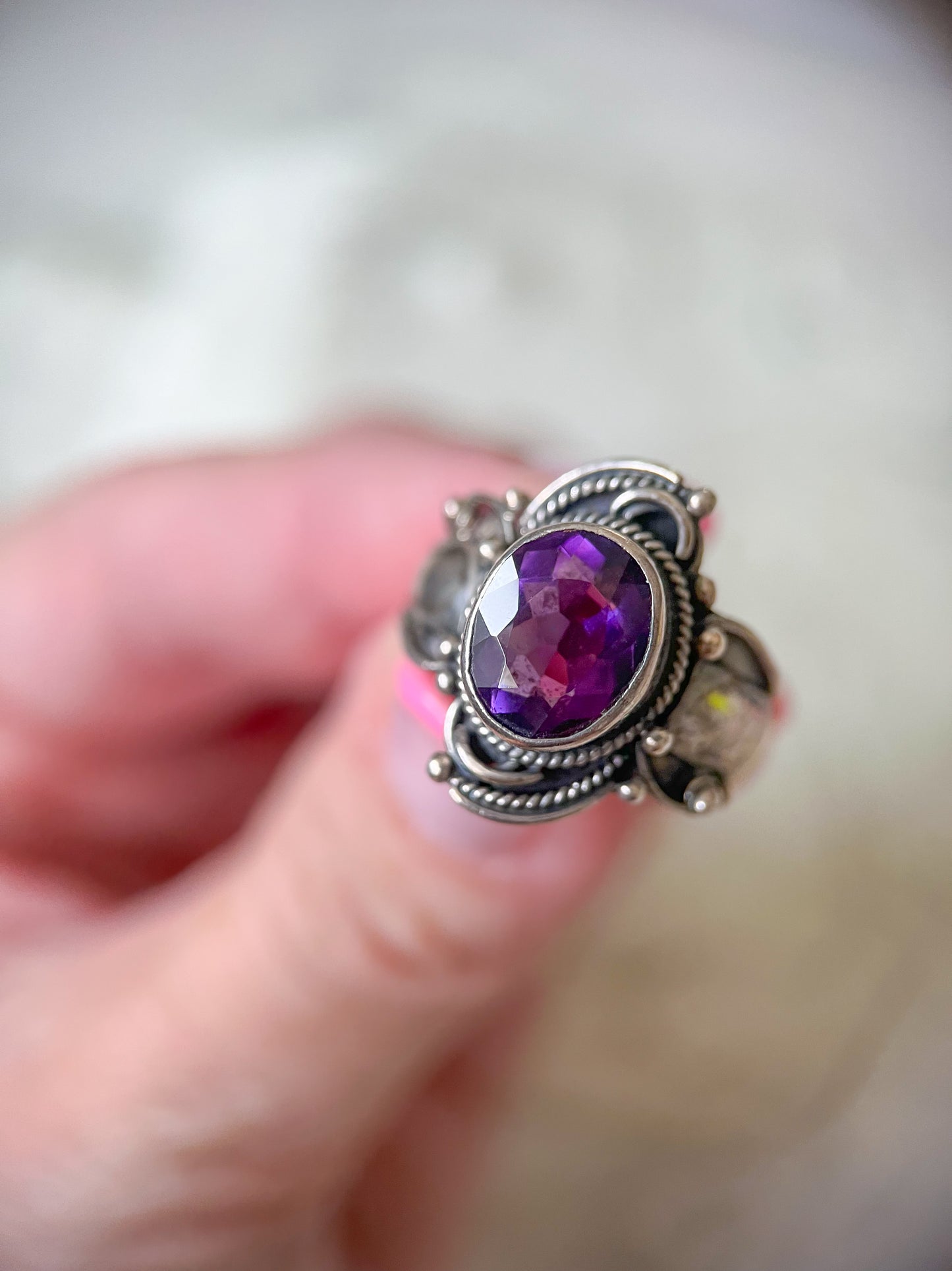 Vintage Amethyst and Sterling Silver Ring