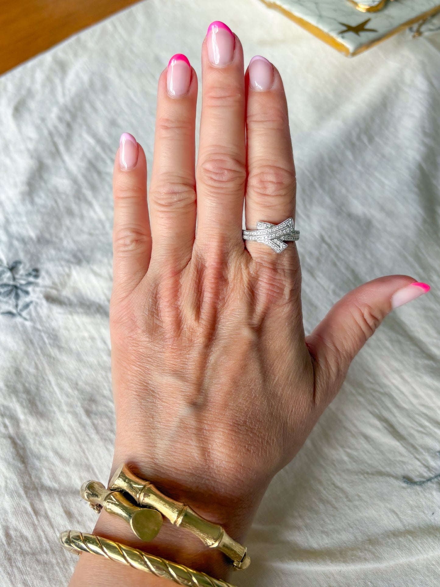 Vintage Natural Diamond 14k White Gold Ring