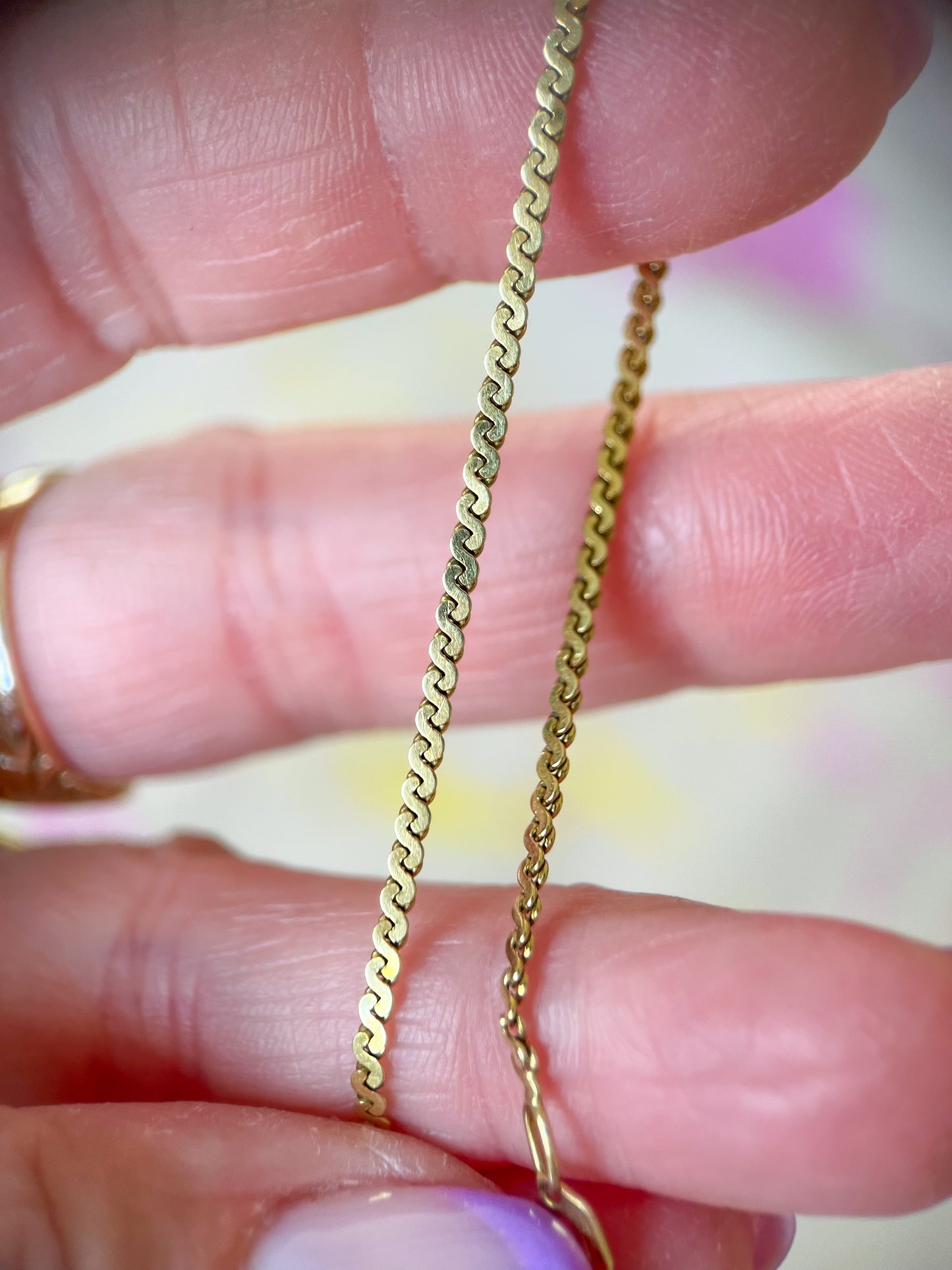 Vintage Serpentine Chain 14k Yellow Gold 7.5 Inch Bracelet