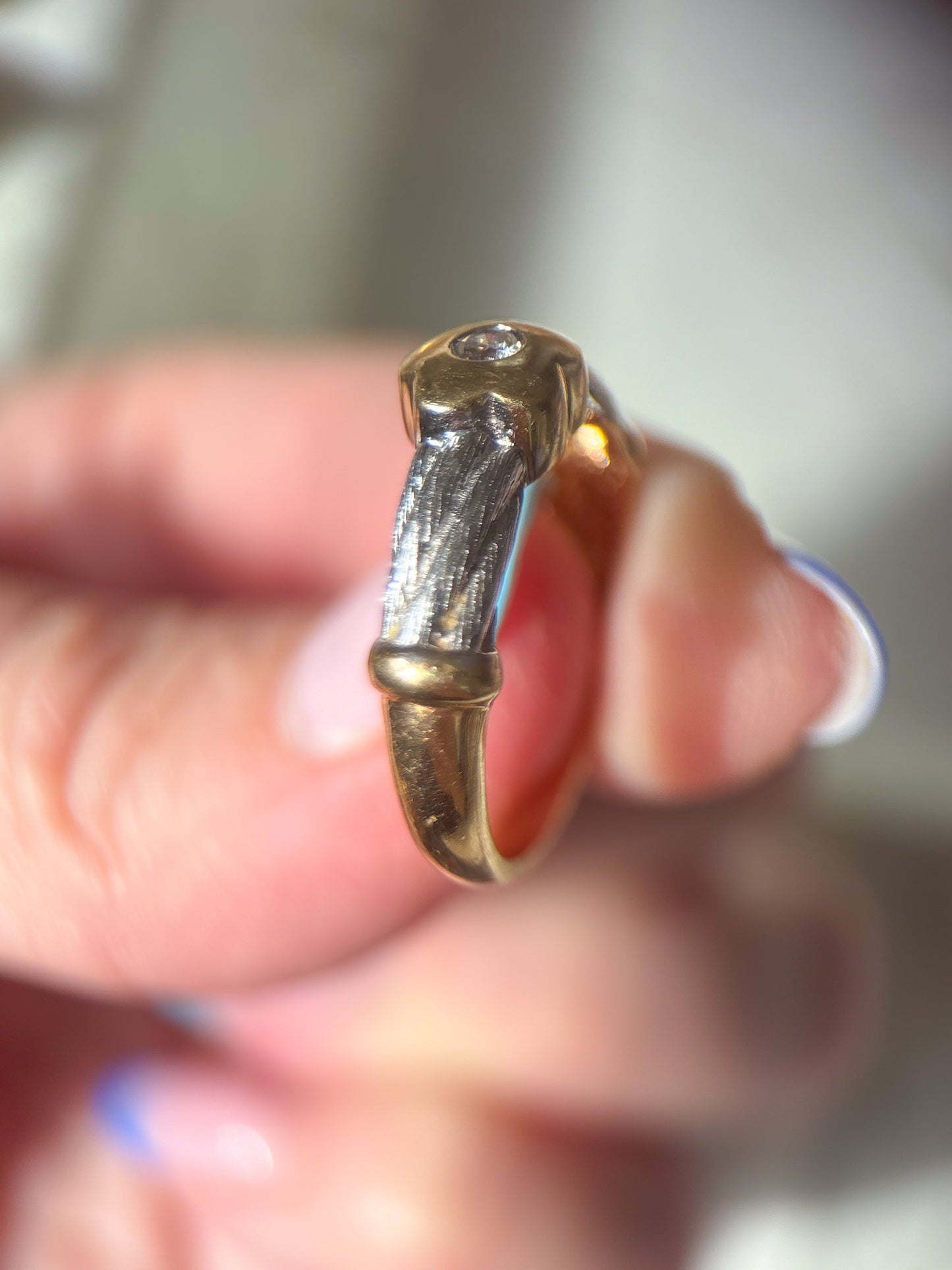 Vintage Flower with Natural Diamond Two Toned 14k White and Yellow Gold Ring