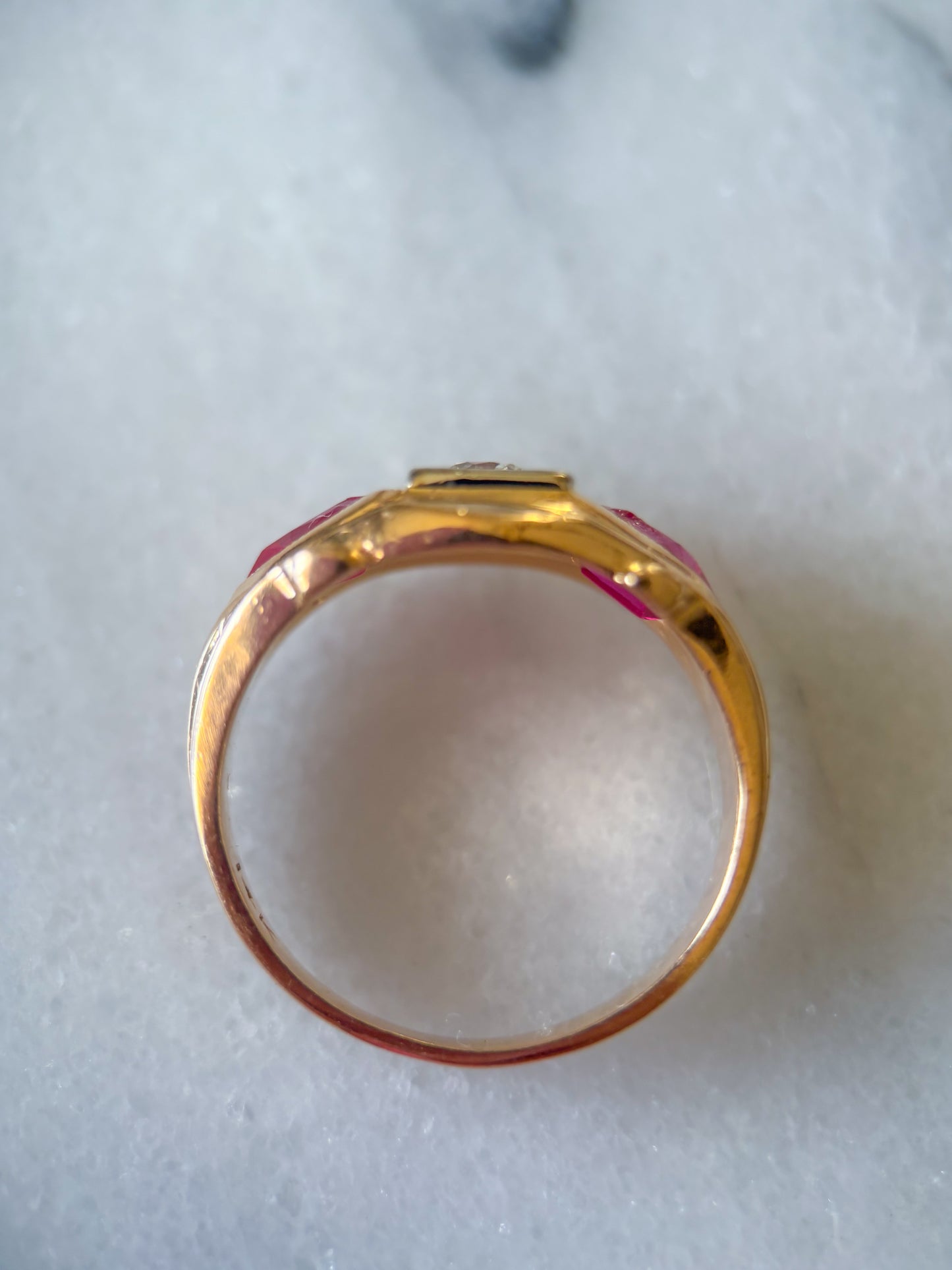 Vintage Three Stone Natural Diamond 14k Yellow Gold Ring
