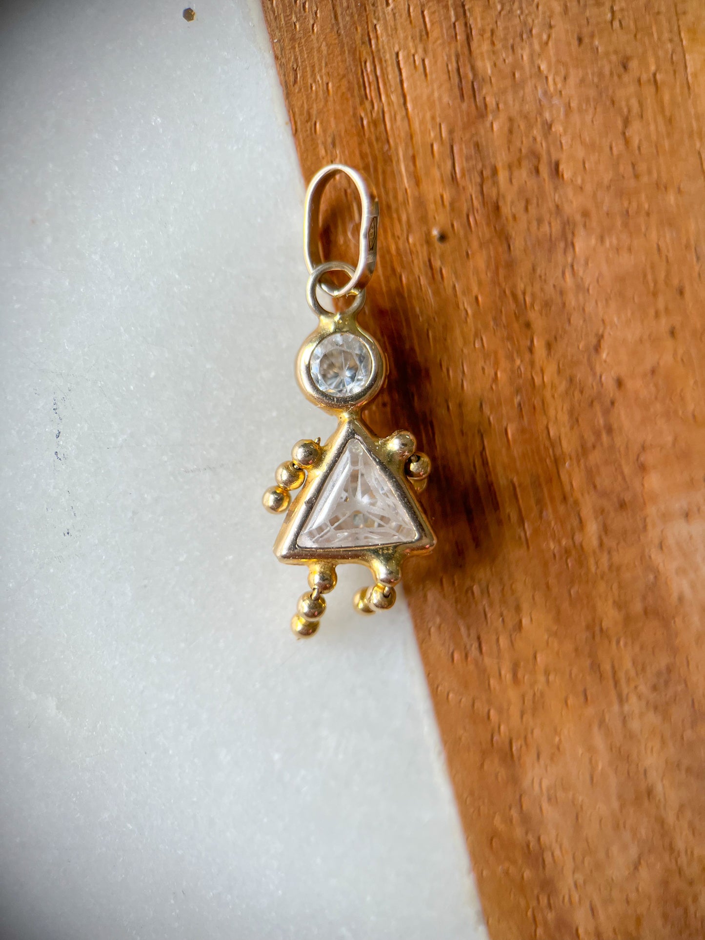Vintage Girl Birthstone 14k Yellow Gold Charm