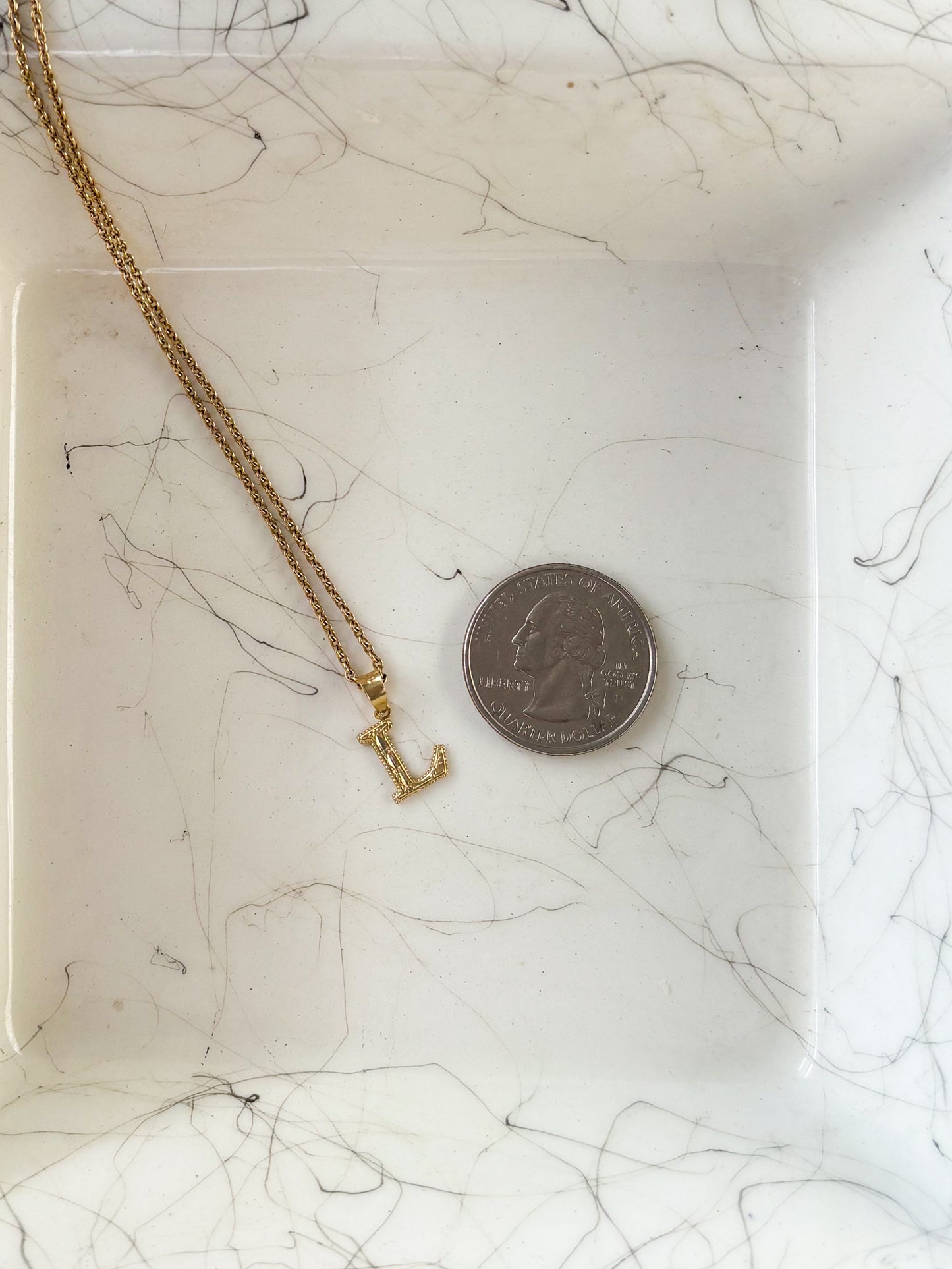 Vintage Letter "L" 14k Yellow Gold Charm