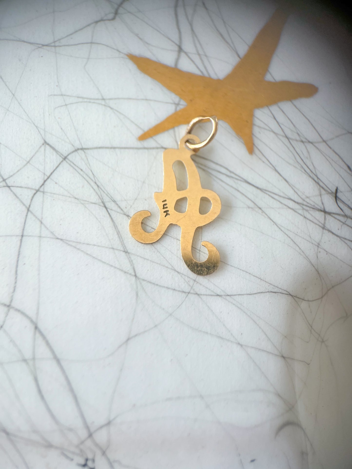 Vintage 'A' 14k Yellow Gold Letter Initial Charm