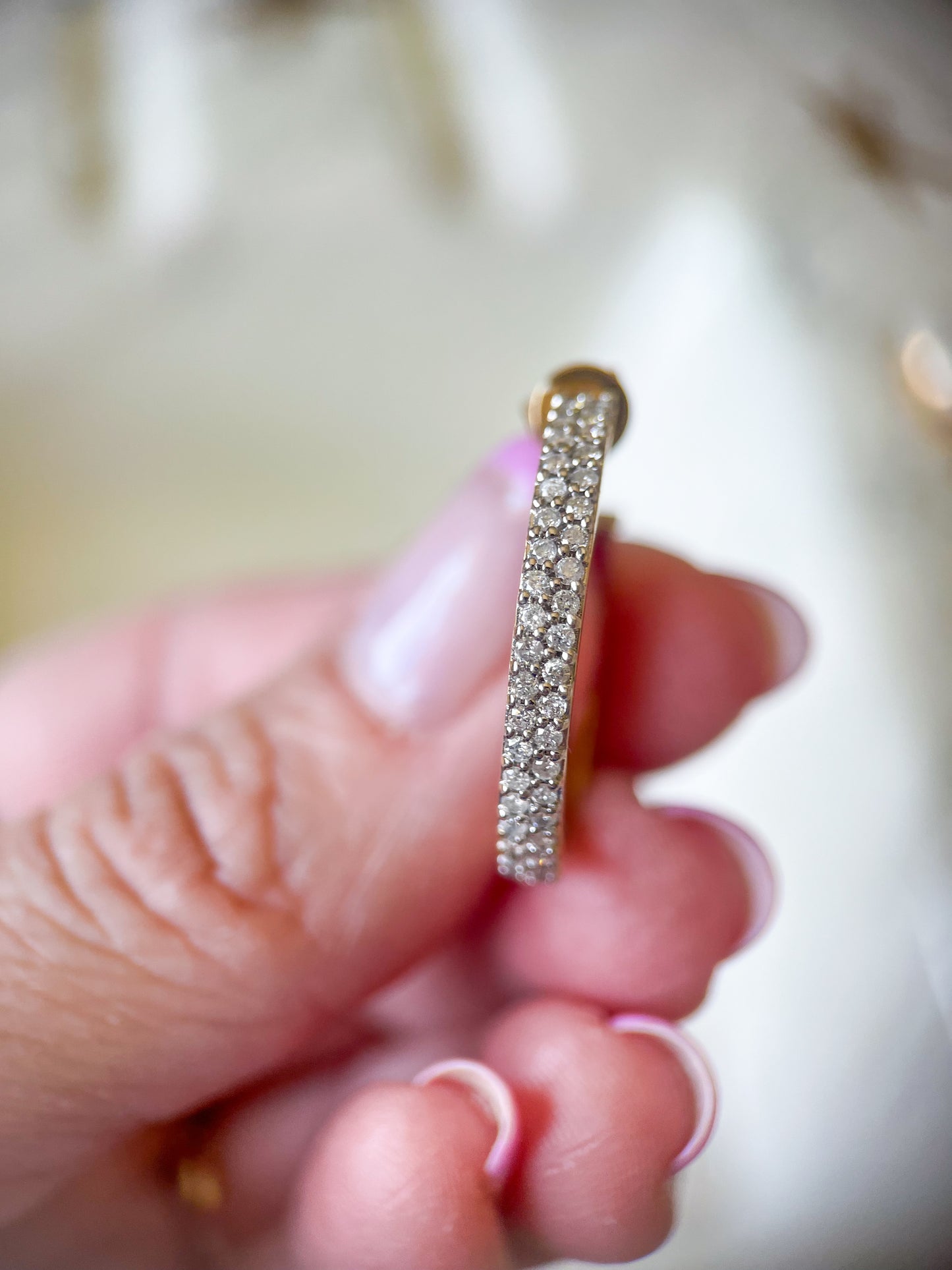 Natural Diamond 14k Yellow Gold Hoop Earrings