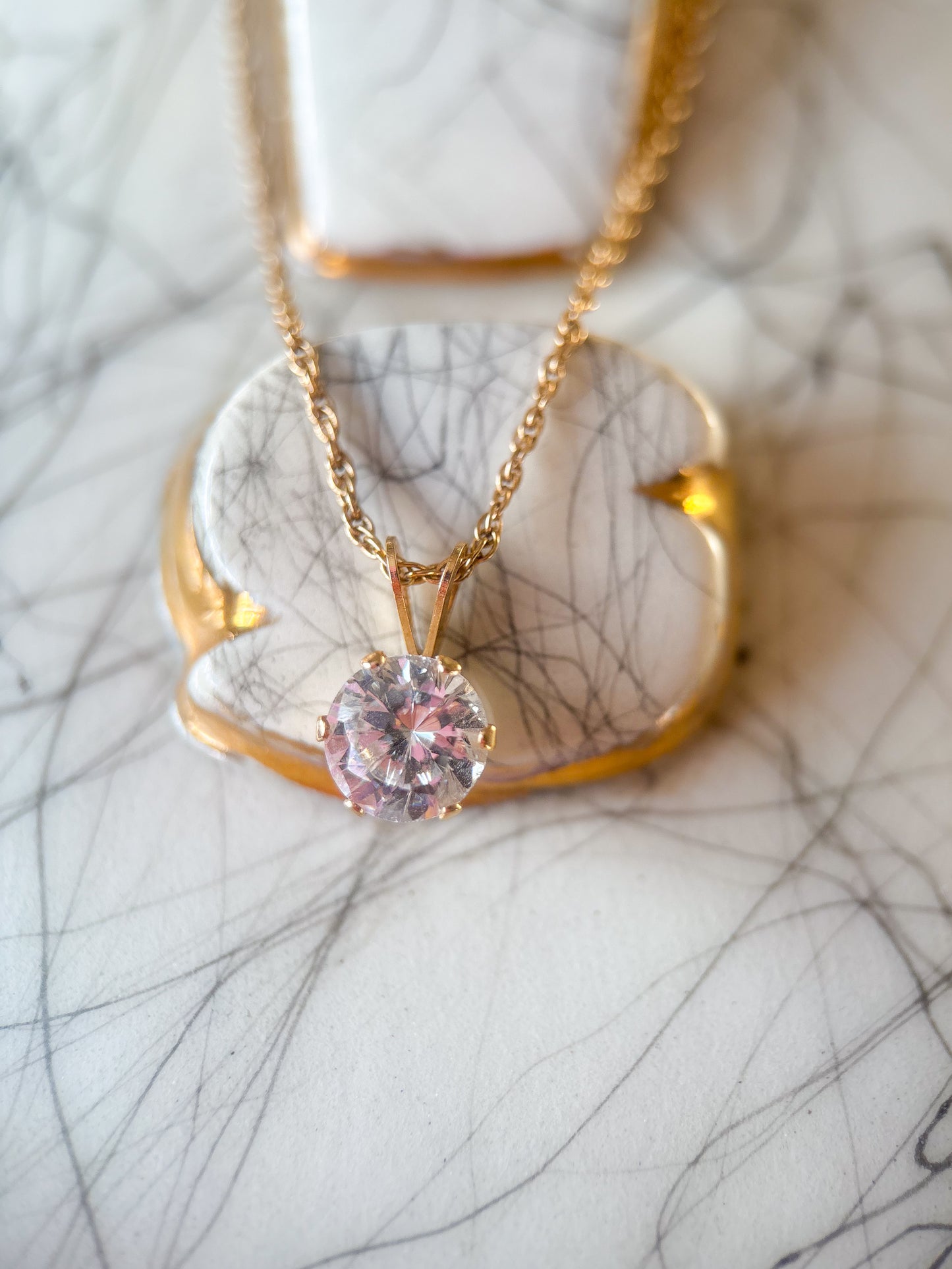 Round CZ 14k Yellow Gold Charm