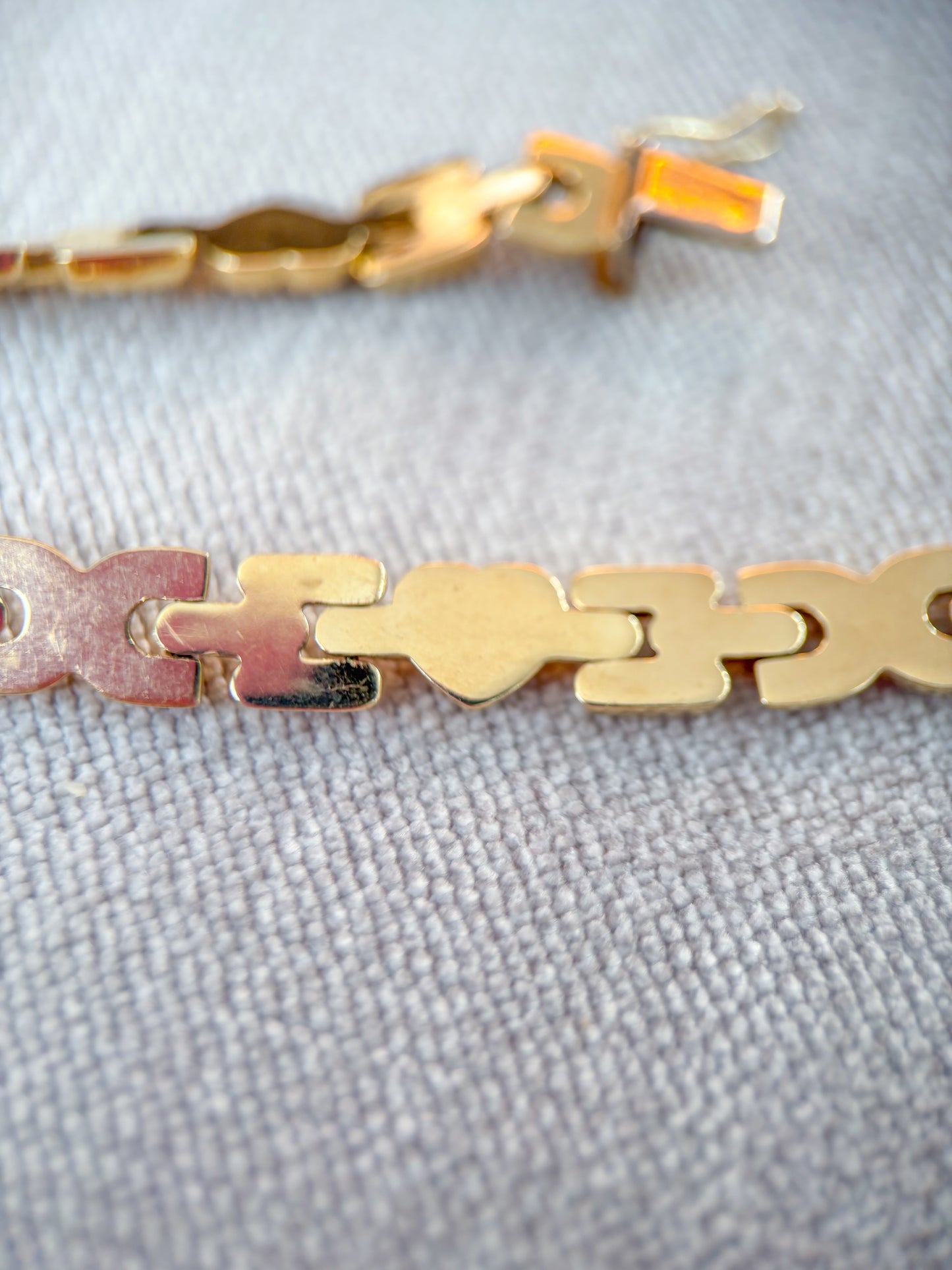 Vintage Heart 14k Yellow Gold 7.5 Inch Bracelet