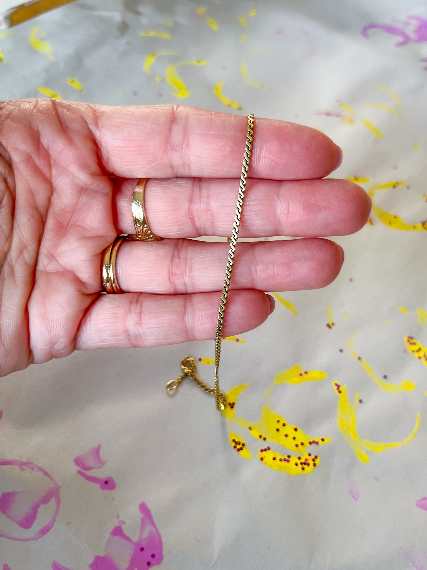 Vintage Serpentine Chain 14k Yellow Gold 7.5 Inch Bracelet