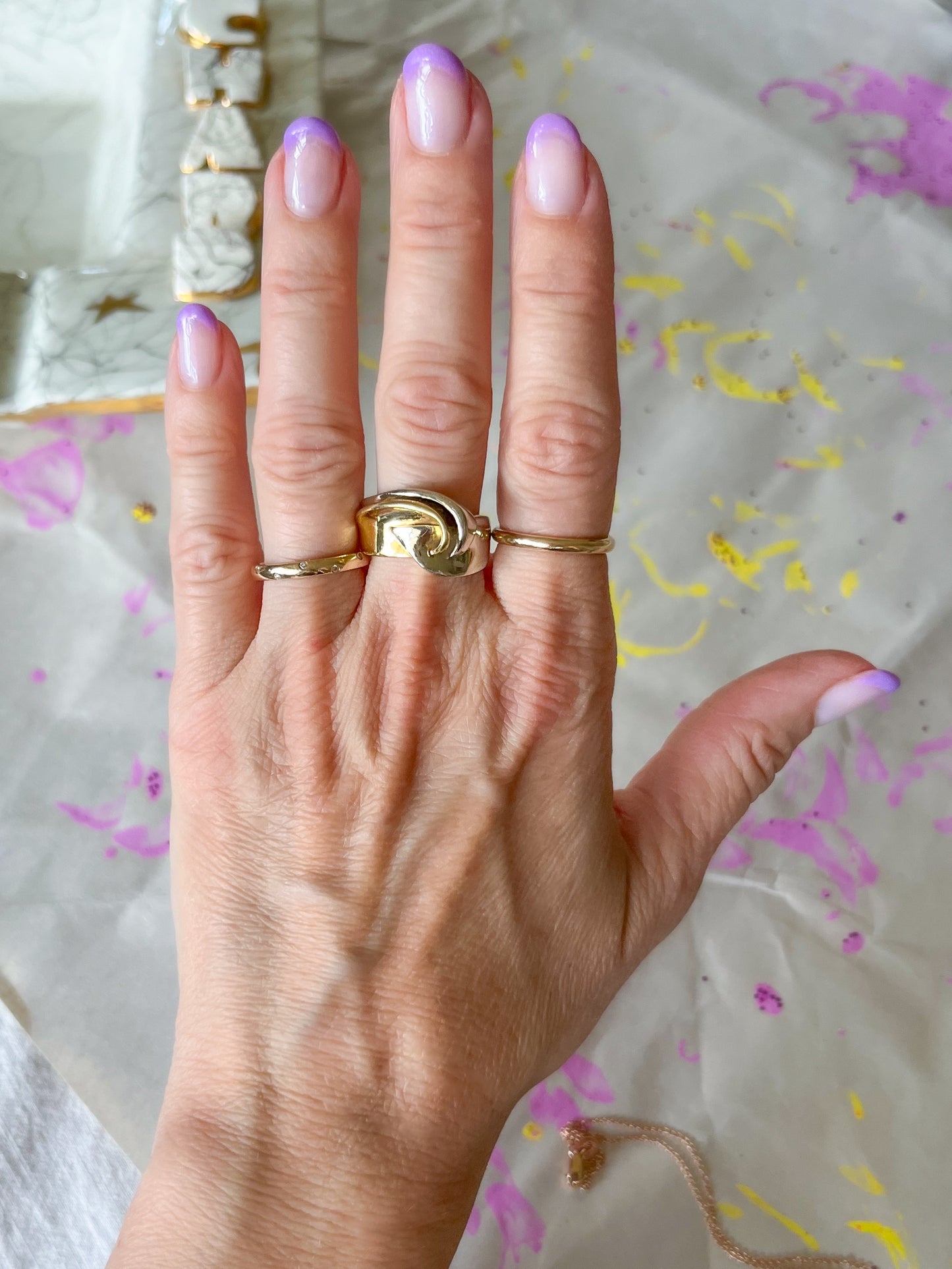 Vintage Chunky Two Toned 14k Yellow and White Gold Ring