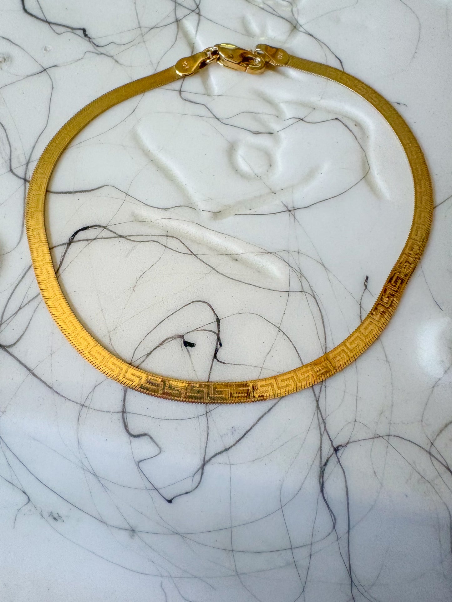 Herringbone Greek Style 10k Yellow Gold 7 Inch Bracelet