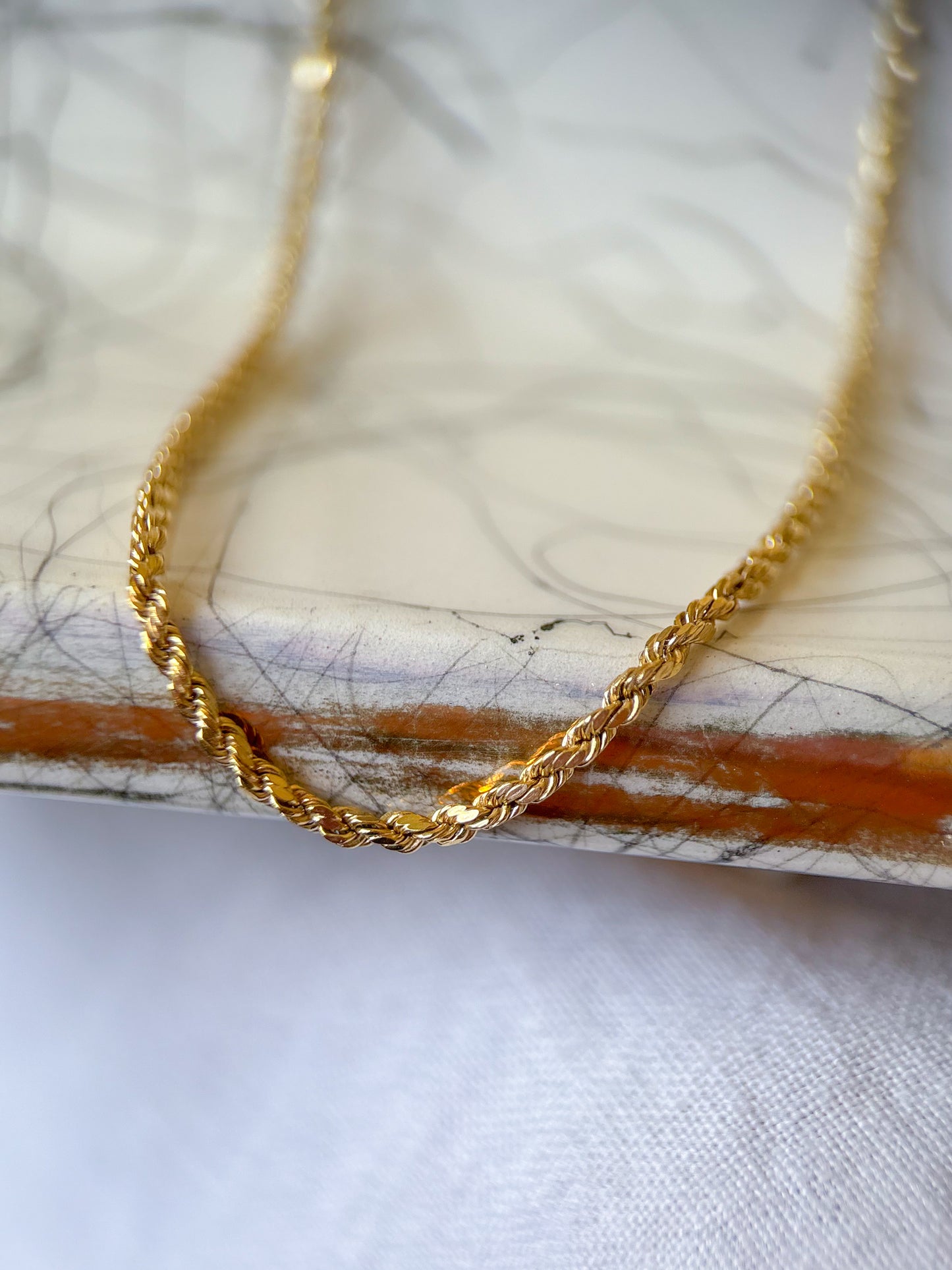 Vintage Thin 14k Yellow Gold 18 Inch Rope Chain