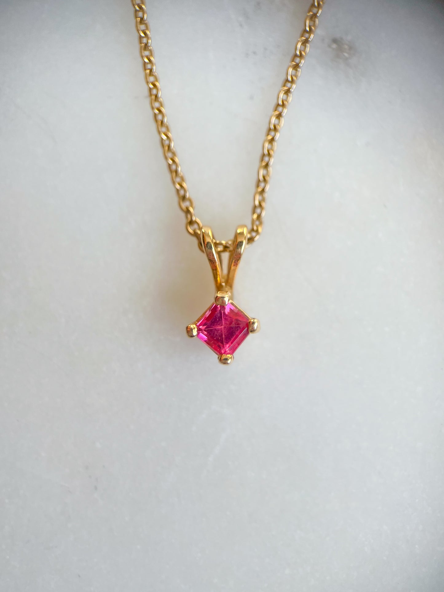 Vintage Square Tourmaline 14k Yellow Gold Charm