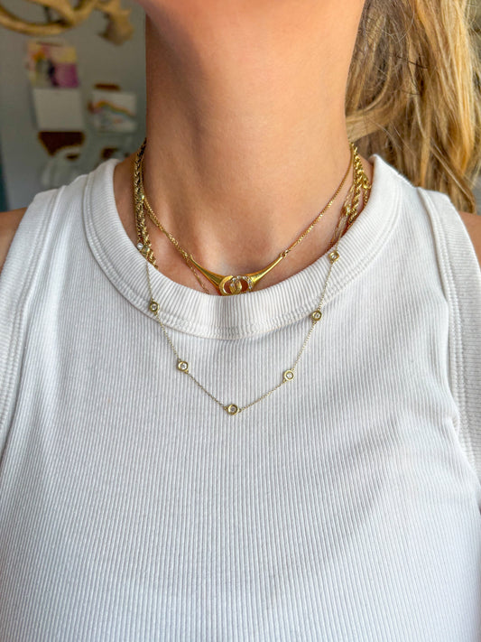 Vintage Natural Diamond by the Yard 18 Inch Chain Necklace in 14k Yellow Gold