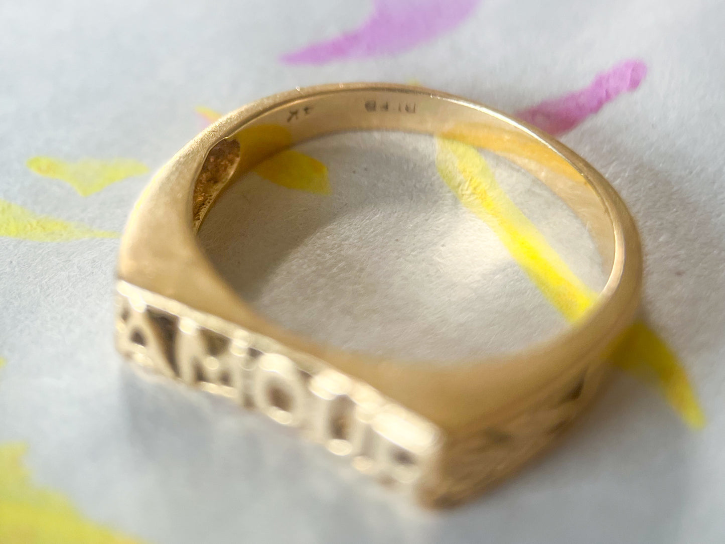Vintage "Amour" 14k Yellow Gold Ring