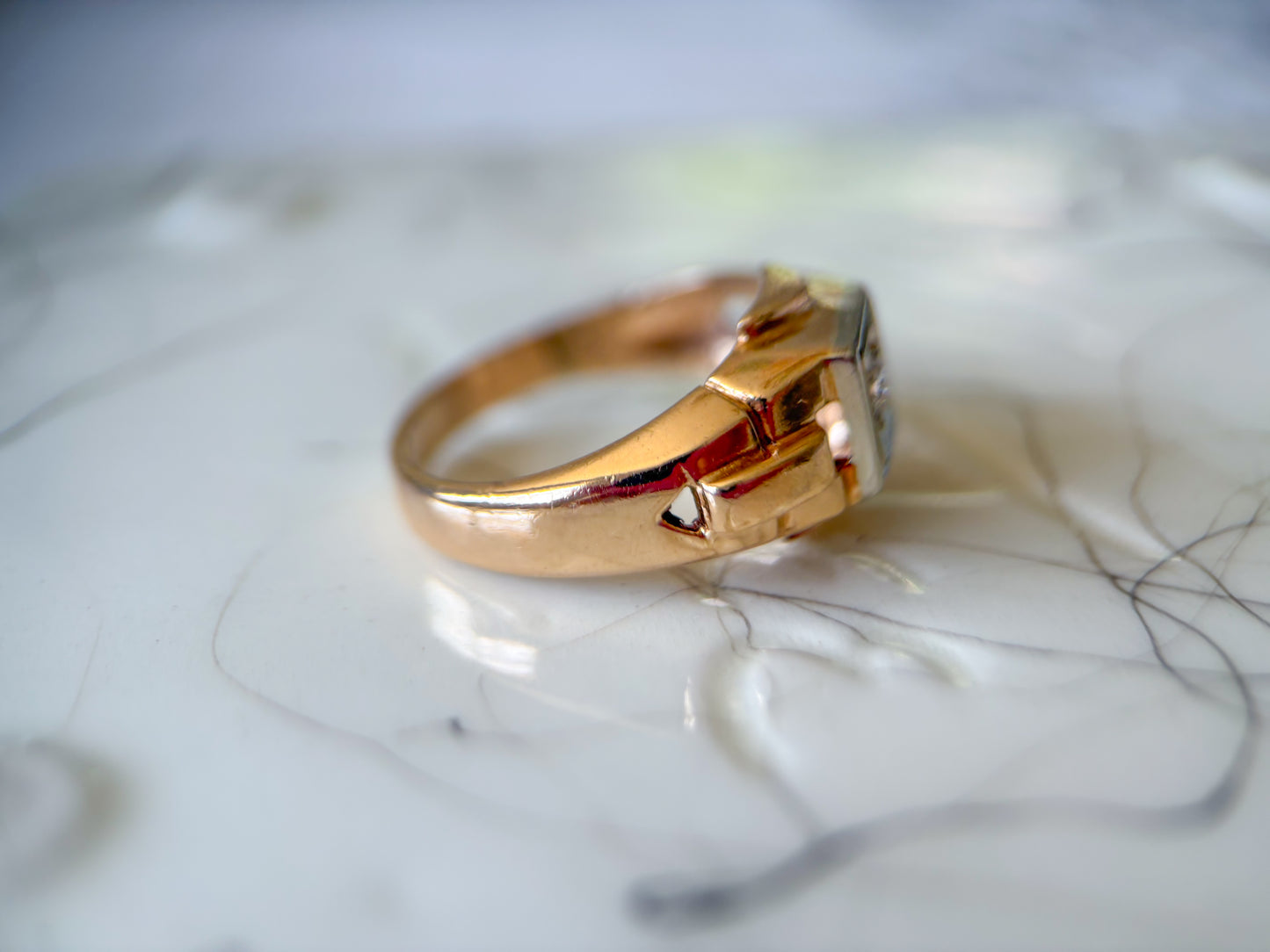 Vintage Natural Diamond 14k Yellow Gold Ring