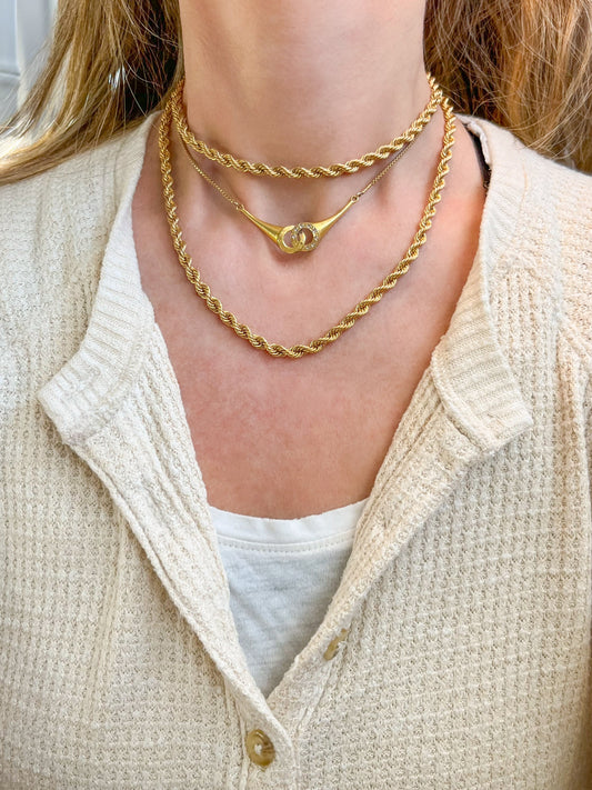Vintage Super Chunky Rope Chain 14k Yellow Gold Chain 30 Inch Necklace