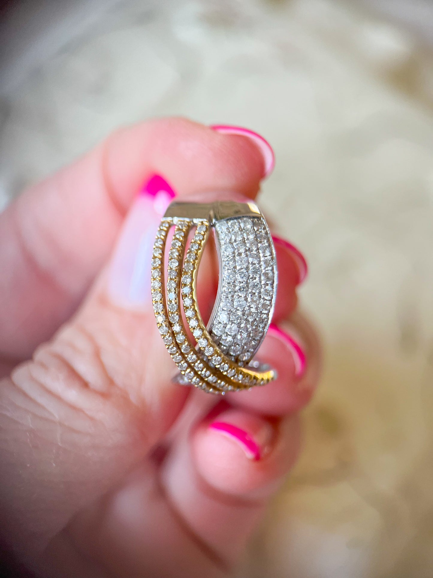 Natural Diamond Two Toned 14k Yellow and White Gold Ring