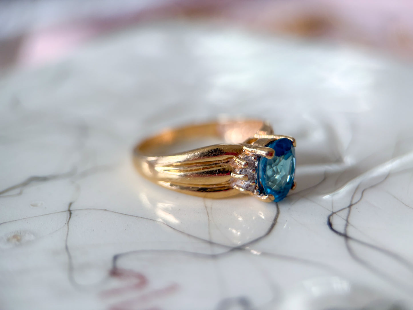 Various Vintage Natural Topaz 14k Yellow Gold Rings