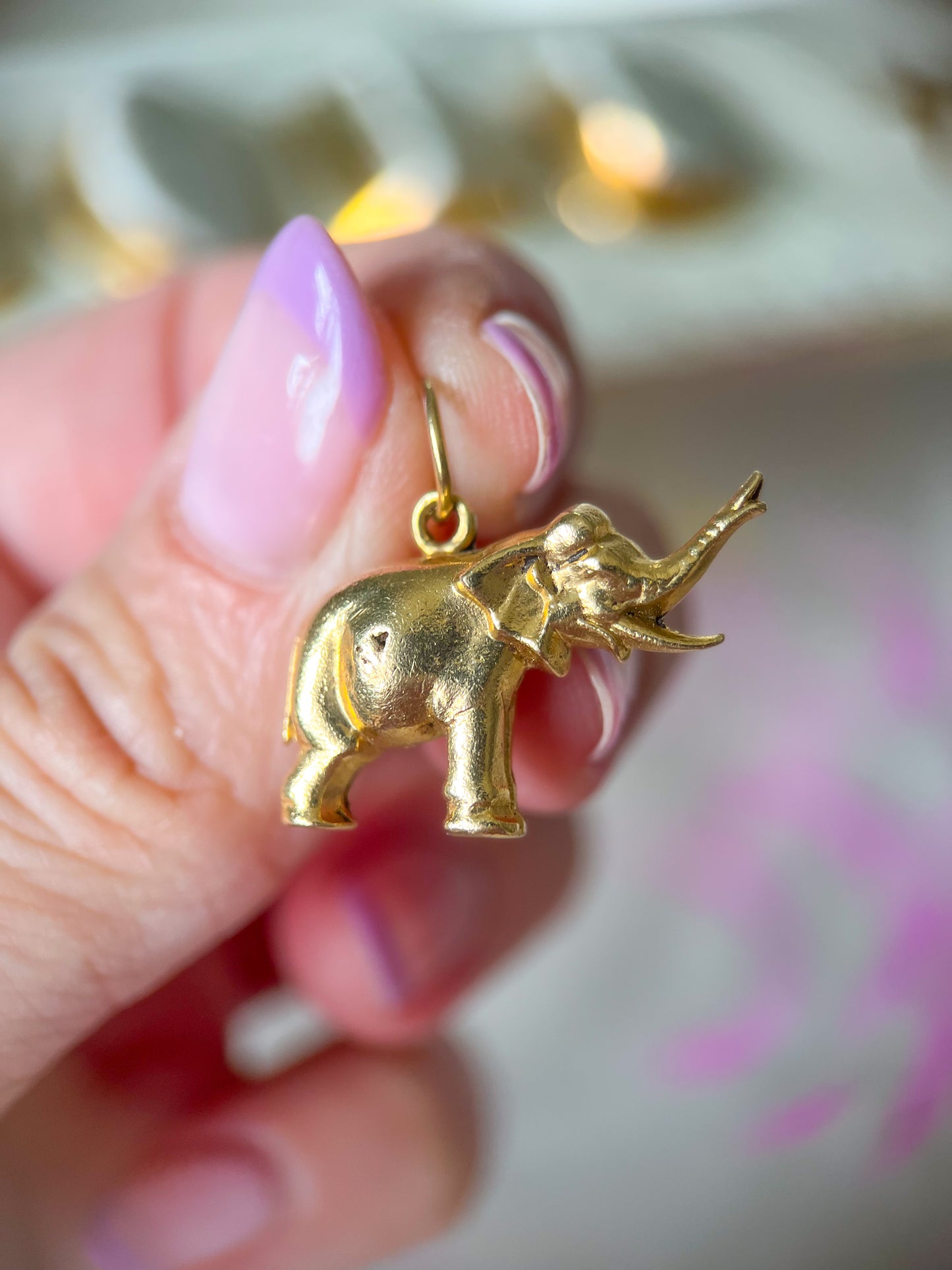 Vintage Elephant 14k Yellow Gold Charm, circa 1950s