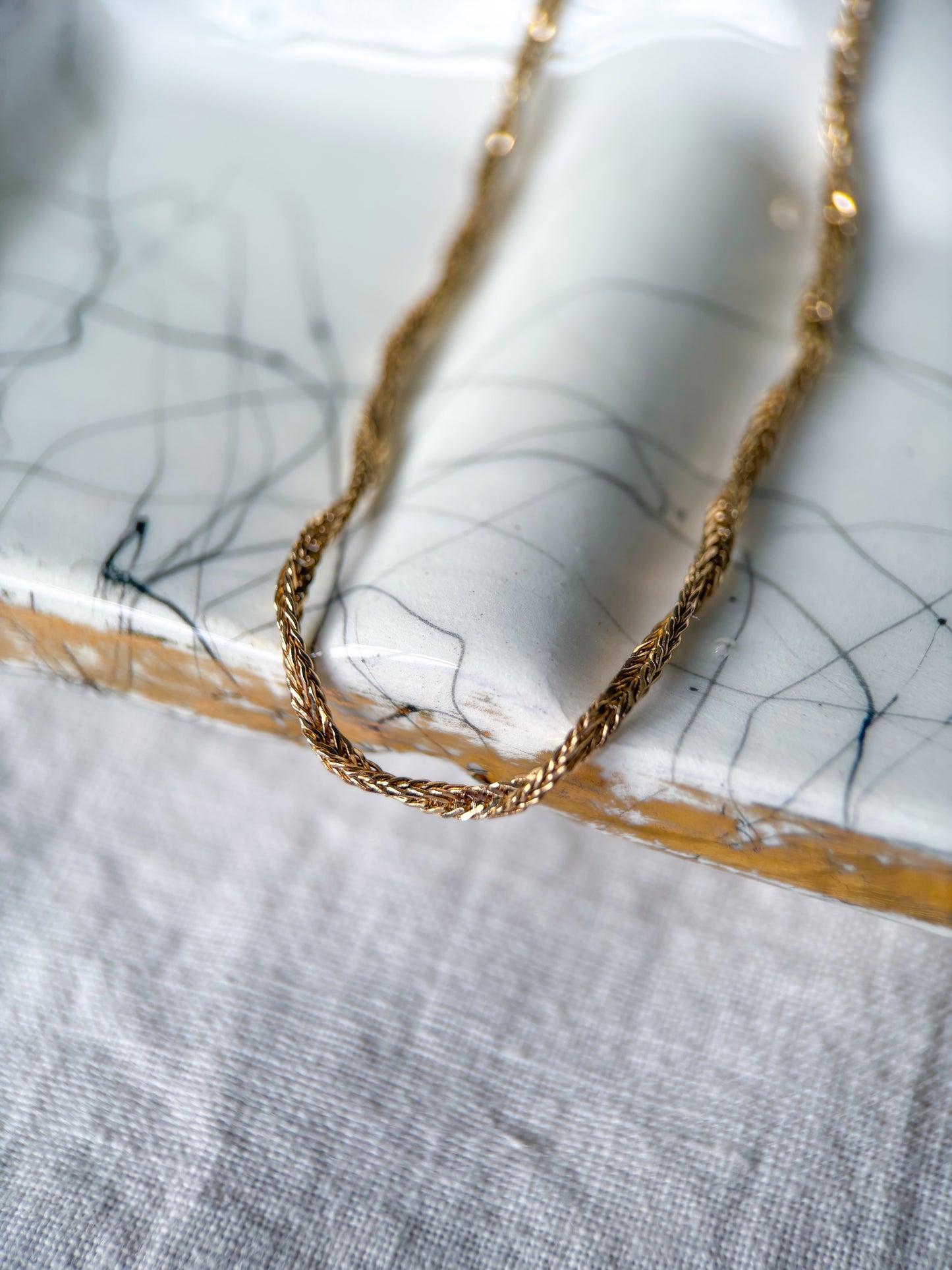 Vintage Twisted Chain 14k Yellow Gold 18 Inch Necklace