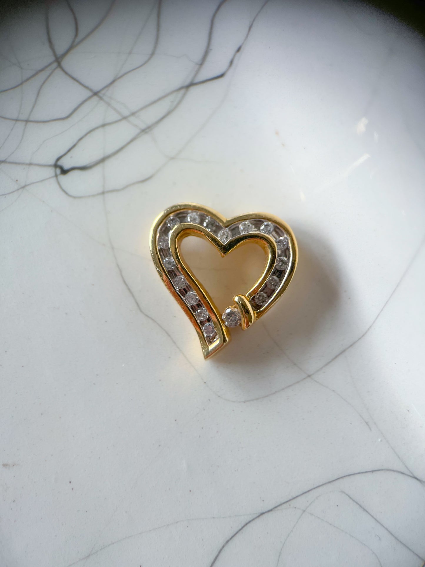 Vintage Natural Diamond Hearts 14k Yellow Gold Charms