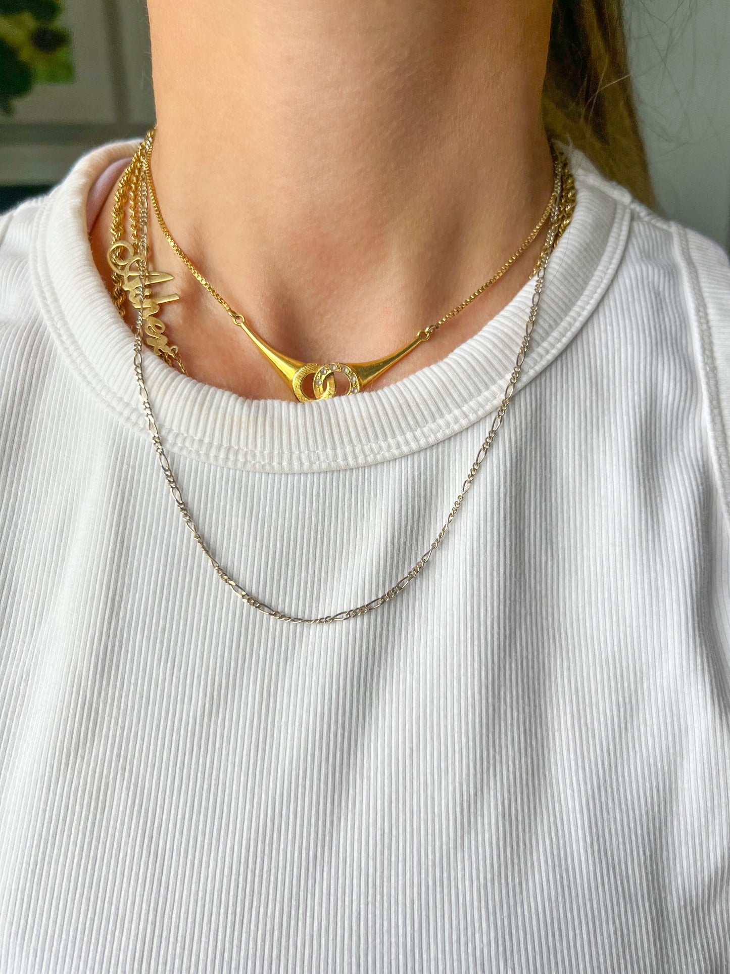 Vintage Figaro Chain Sterling Silver 18 Inch Chain Necklace