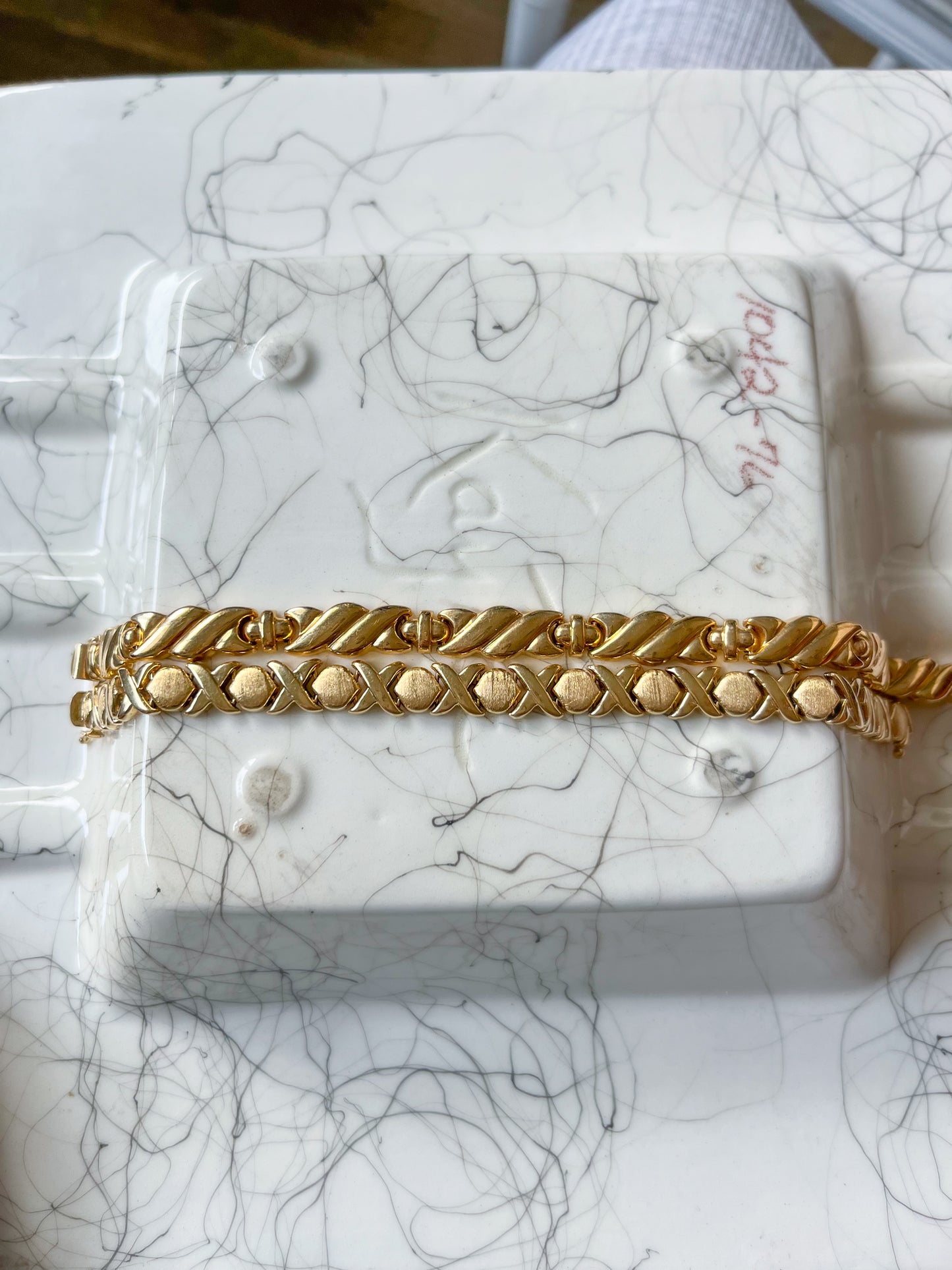 Various Vintage 14k Yellow Gold Flat Link Bracelets