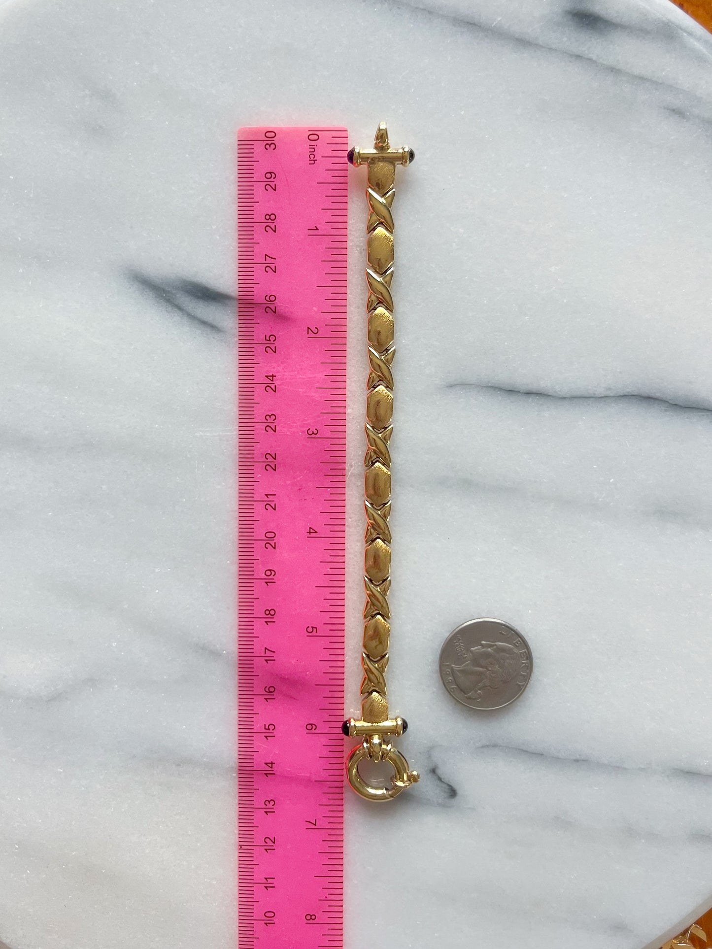 Vintage XOXO 14k Yellow Gold Flat Link 6.5 Inch Bracelet (has matching necklace!)
