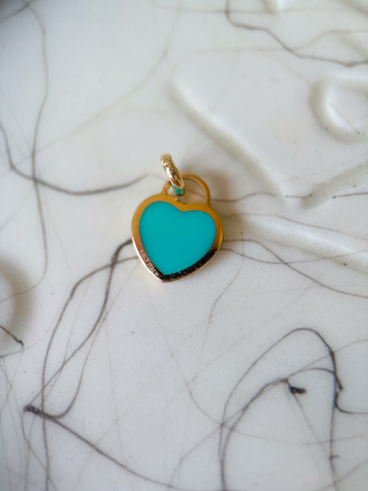 Vintage Turquoise 14k Yellow Gold Heart Charm