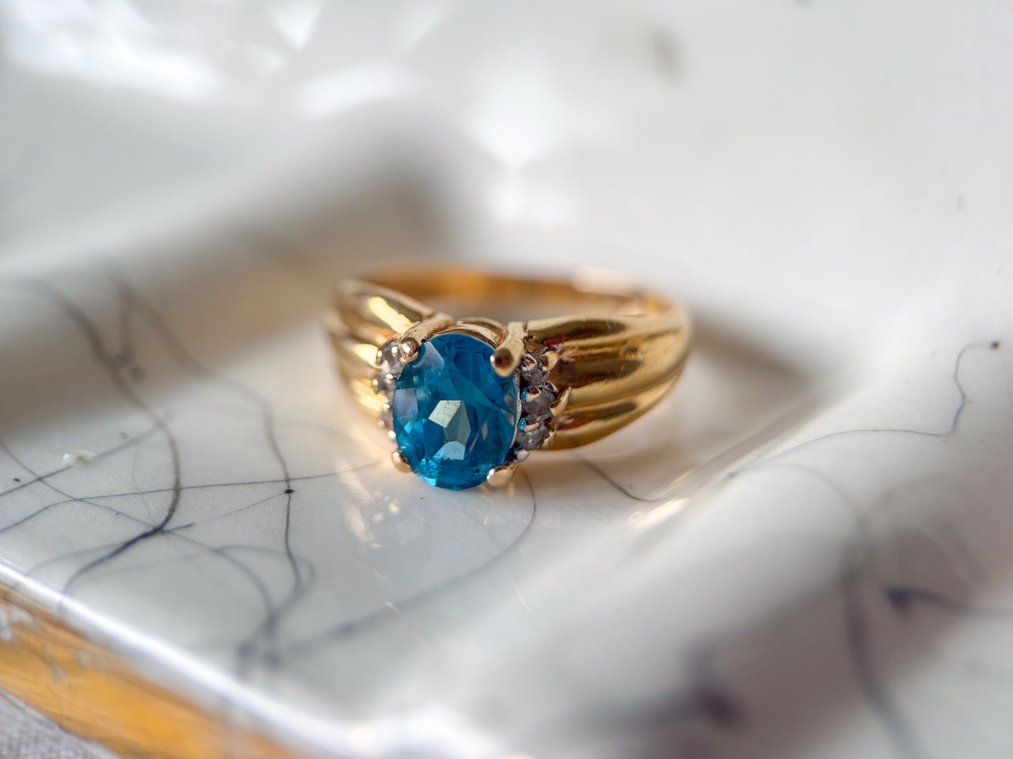 Various Vintage Natural Topaz 14k Yellow Gold Rings