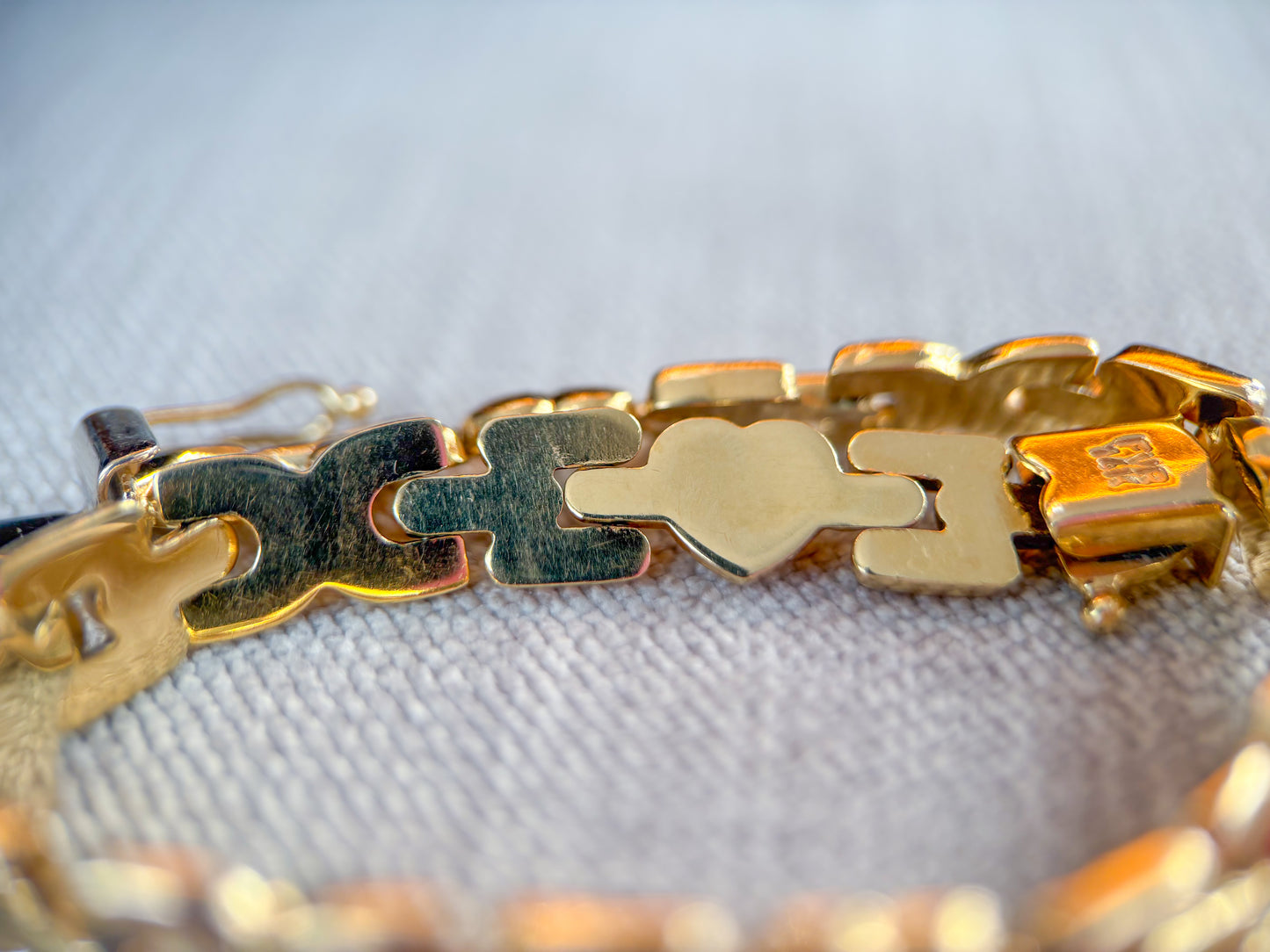 Vintage Heart 14k Yellow Gold 7.5 Inch Bracelet