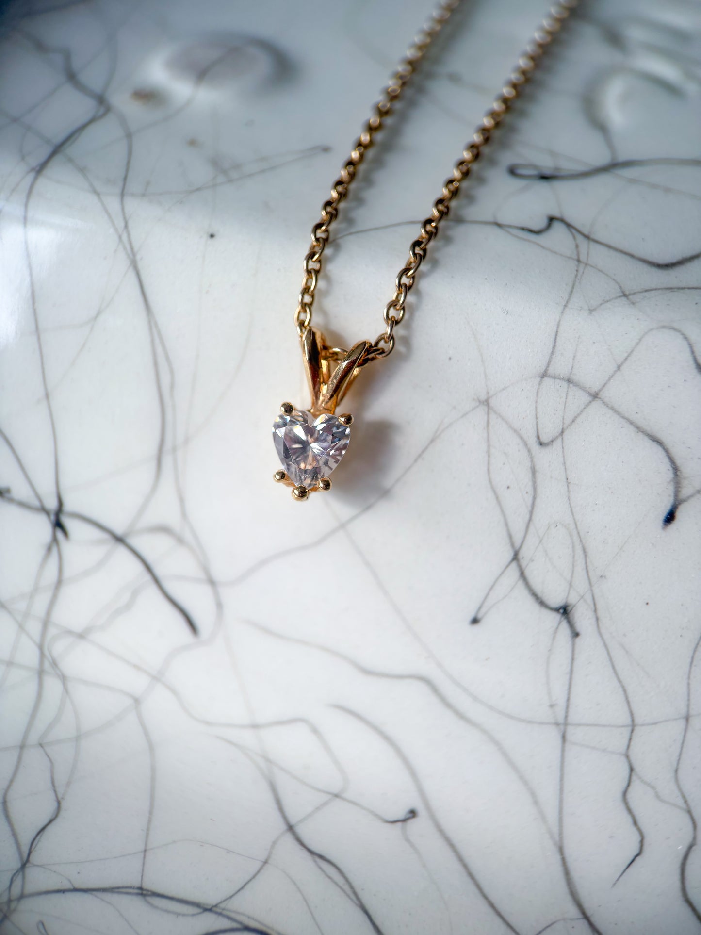 Vintage CZ Heart 14k Yellow Gold Charm