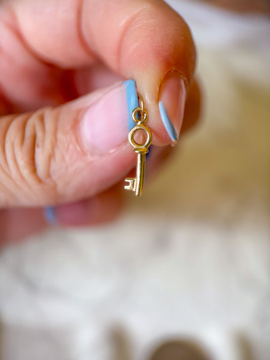 Vintage Mini Key 14k Yellow Gold Charm