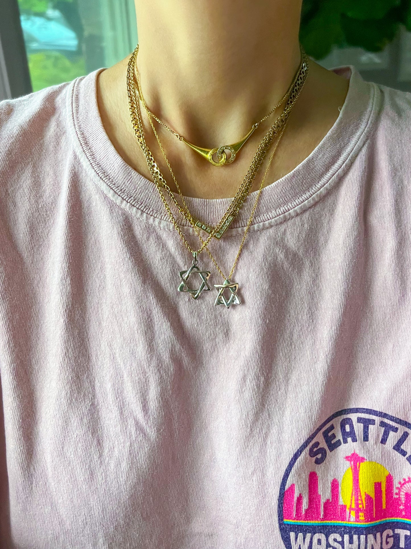 Vintage 14k White Gold Judaica Star of David Charm