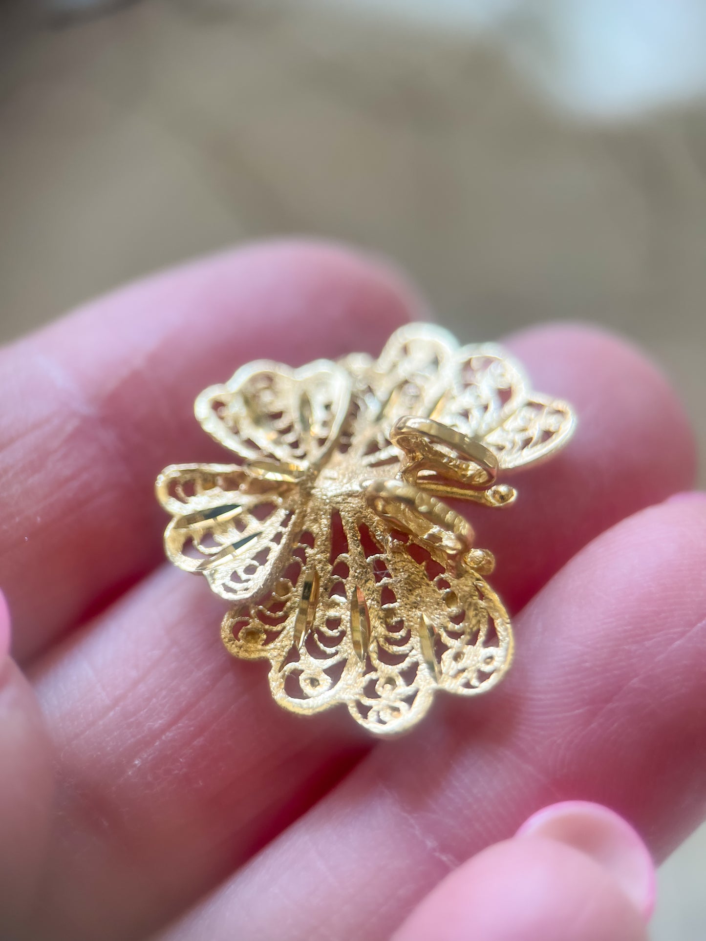 Vintage Butterfly Filigree 14k Yellow Gold Charm