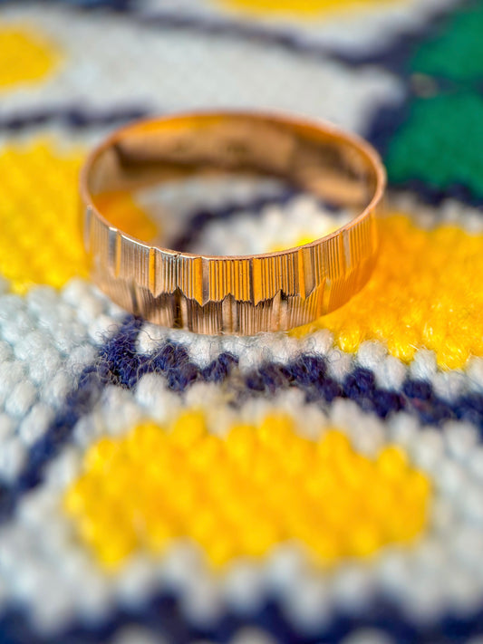 Vintage Men's Etched 14k Yellow Gold Band Ring