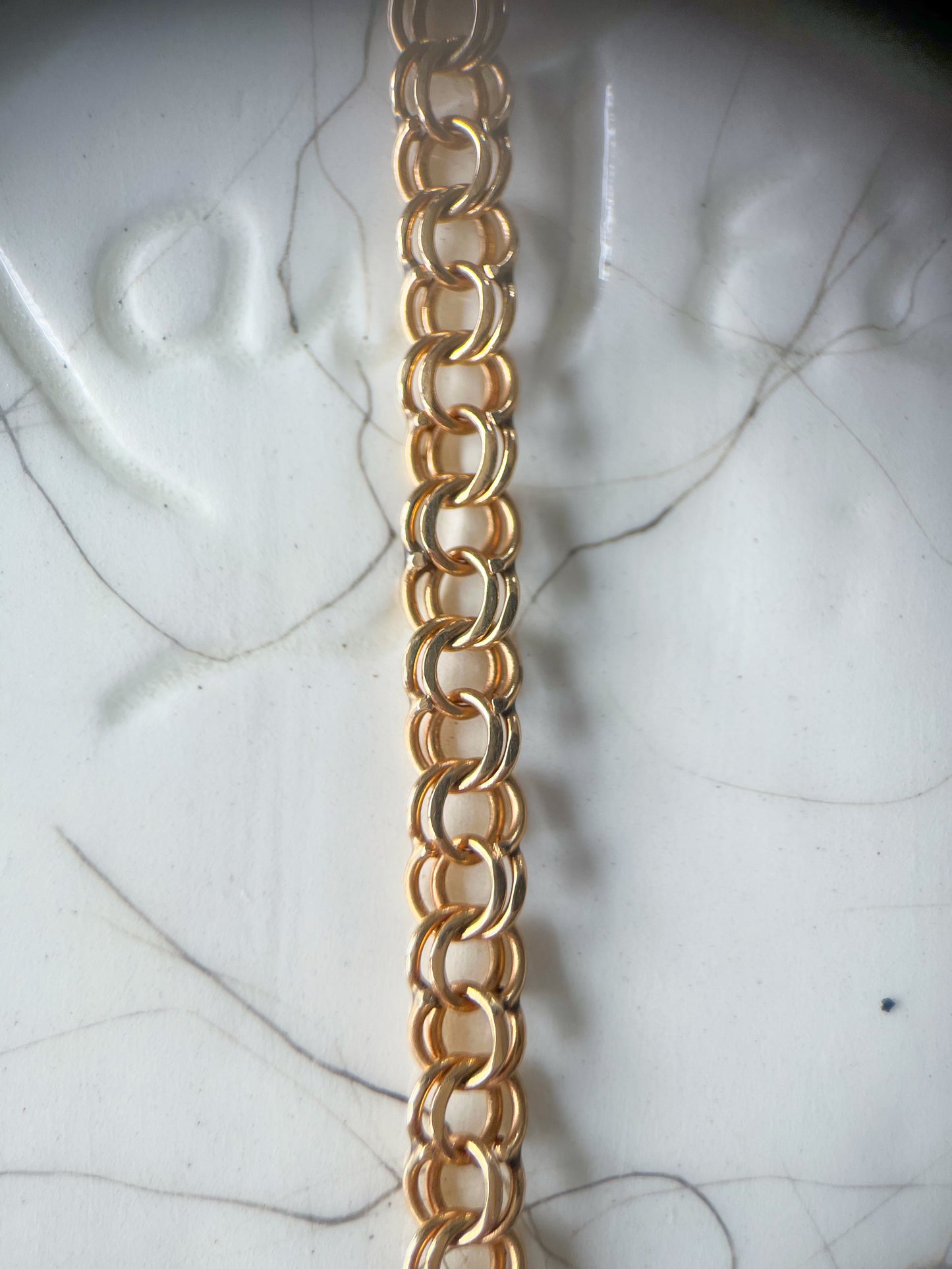 Vintage Open Rope Chain 14k Yellow Gold 7 Inch Bracelet