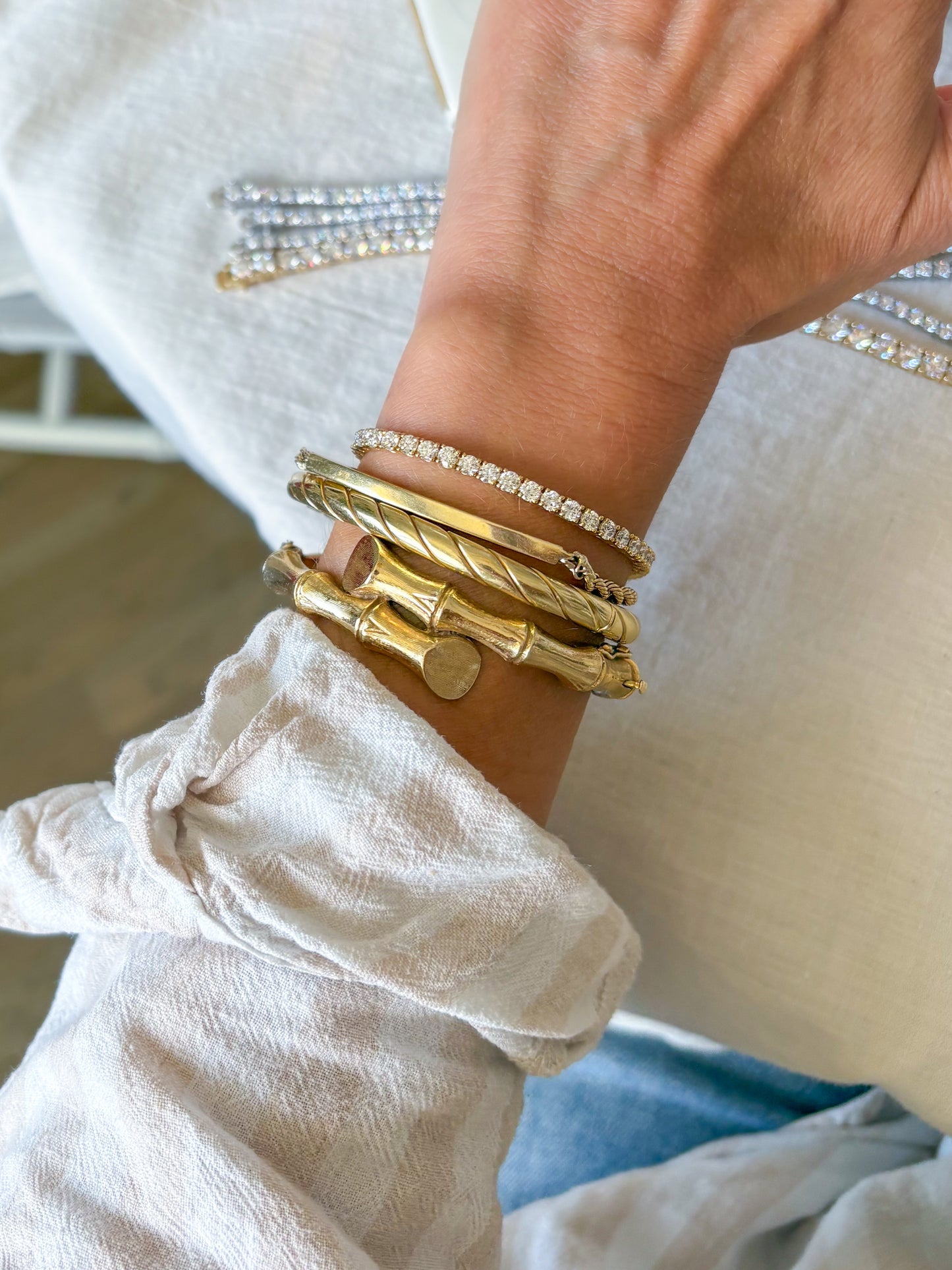 Lab Grown Round Diamond 14k Yellow Gold 6 Carat Tennis Bracelet