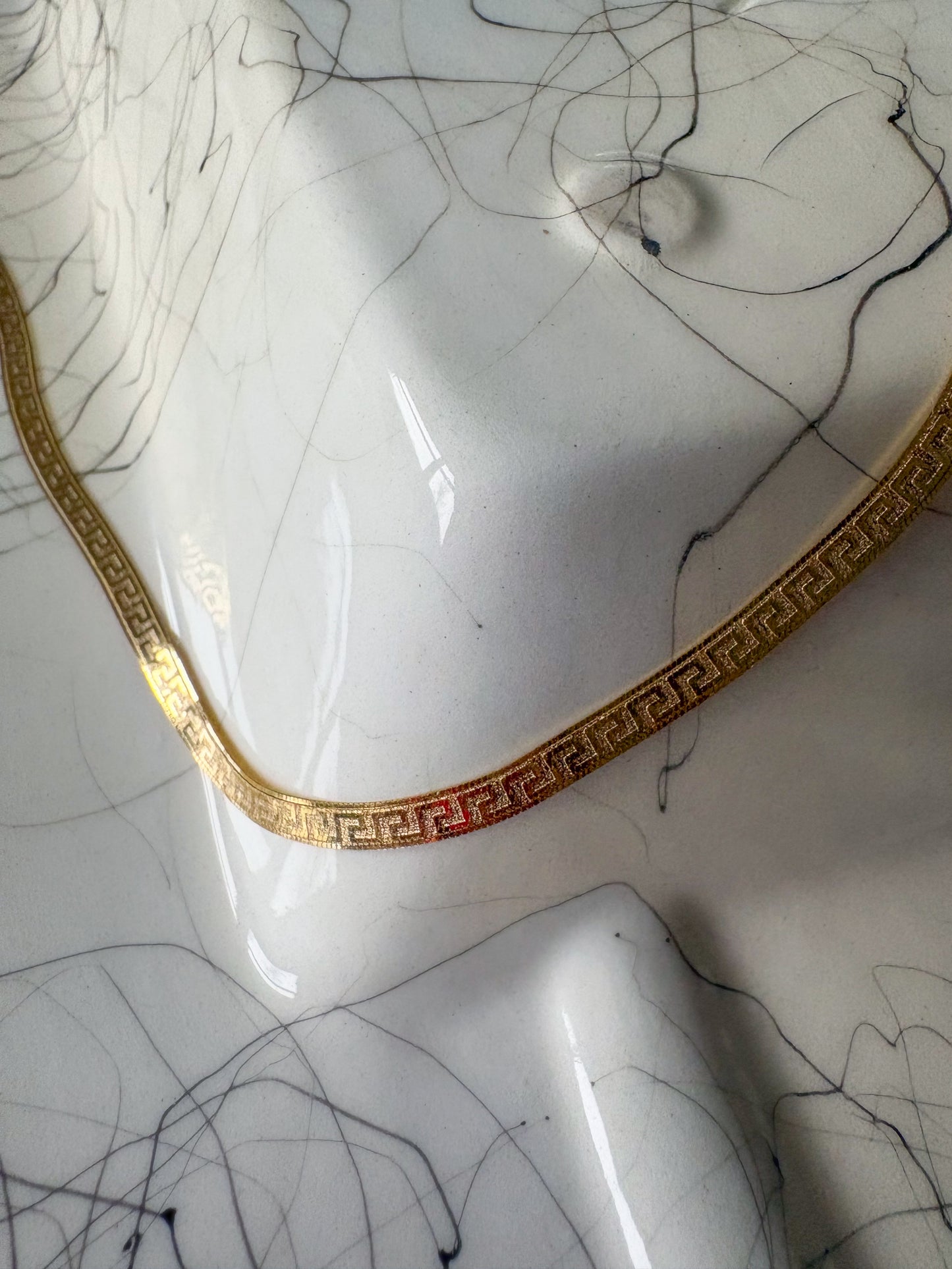 Herringbone Greek Style Chain 10k Yellow Gold 18 Inch Necklace