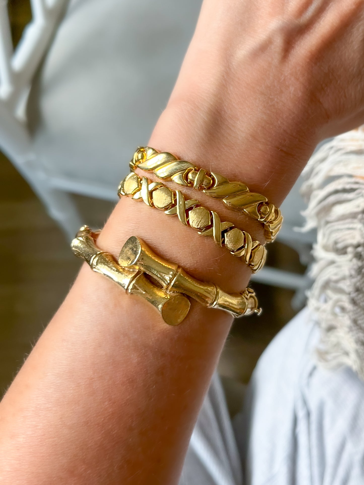 Various Vintage 14k Yellow Gold Flat Link Bracelets