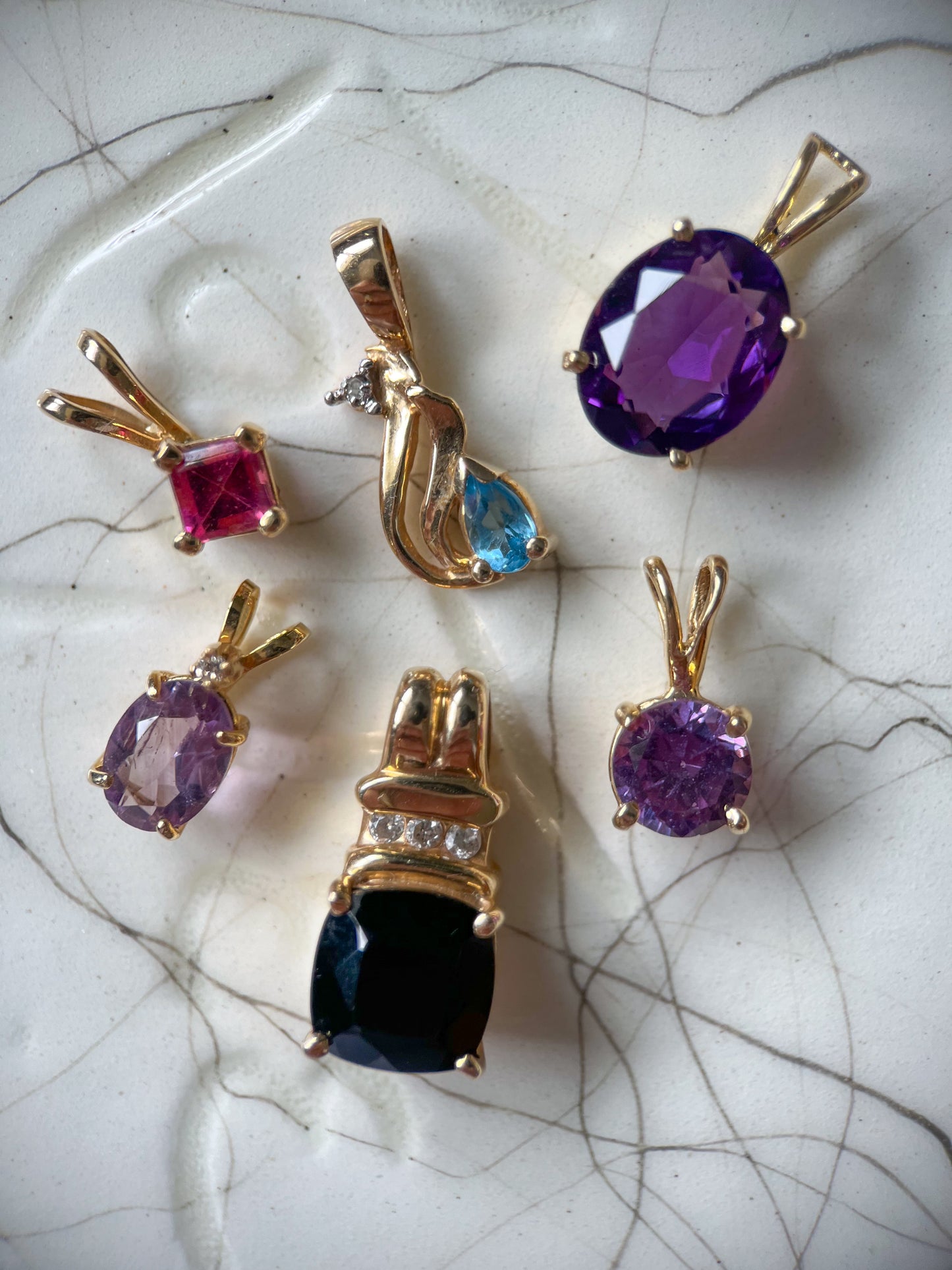 Vintage Pear Shaped Topaz with Natural Diamond 14k Yellow Gold