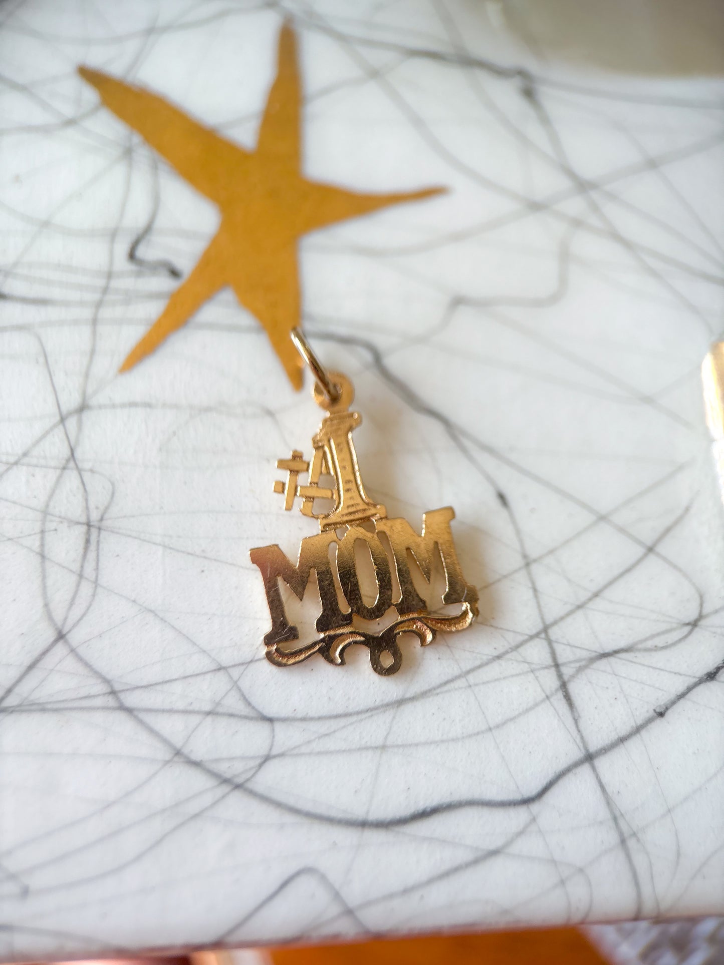 Vintage "#1 Mom" 10k Yellow Gold Charm