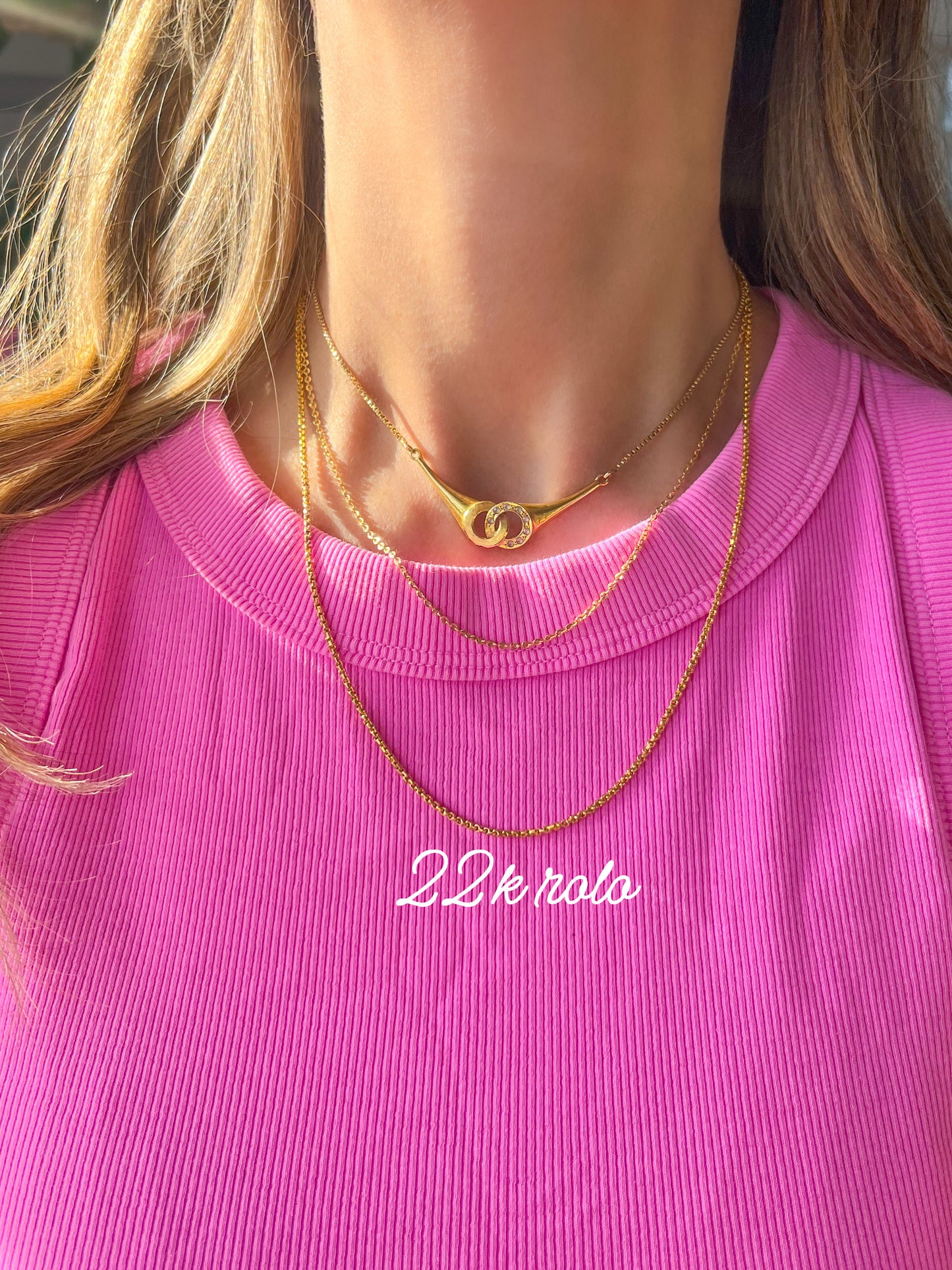 Vintage 18k Yellow Gold Cable (16 Inch) and 22k Yellow Gold Rolo (19 Inch) Chains