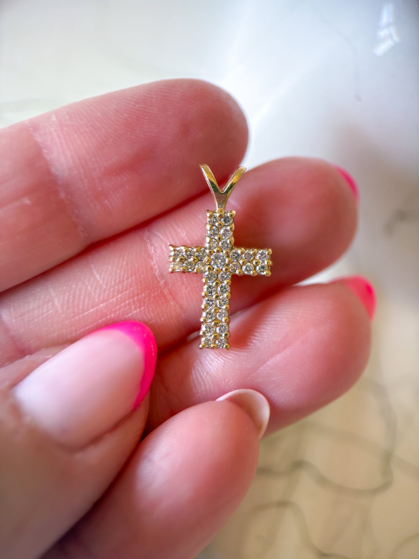 Vintage 14k Natural Diamond Yellow Gold Cross Charms